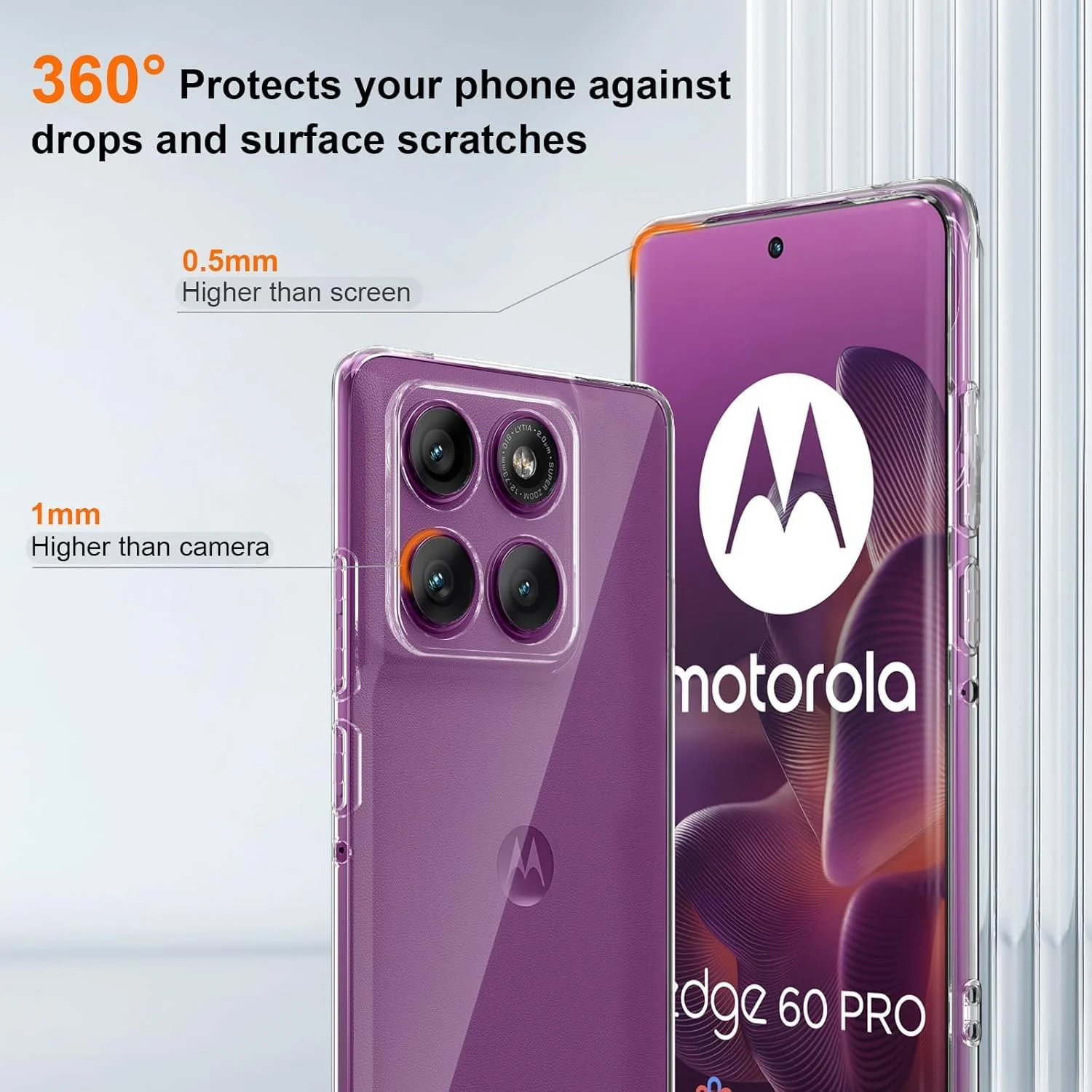 DL3 Mobilak Case Compatible with Motorola Moto Edge 60 Pro Case Crystal Soft TPU Gel Case Flexible Silicone Anti-Scratch TPU Cover - Clear