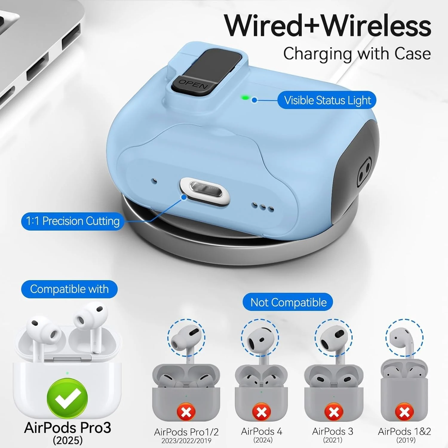 DL3 Mobilak for AirPods 3rd Generation Case Cover with Lock, Military Armor Cool AirPods 3 Case with Keychain for Men Women Hard Shell Shockproof Air Pod 3 for AirPod 3rd Gen 2021 - Baby Blue Black