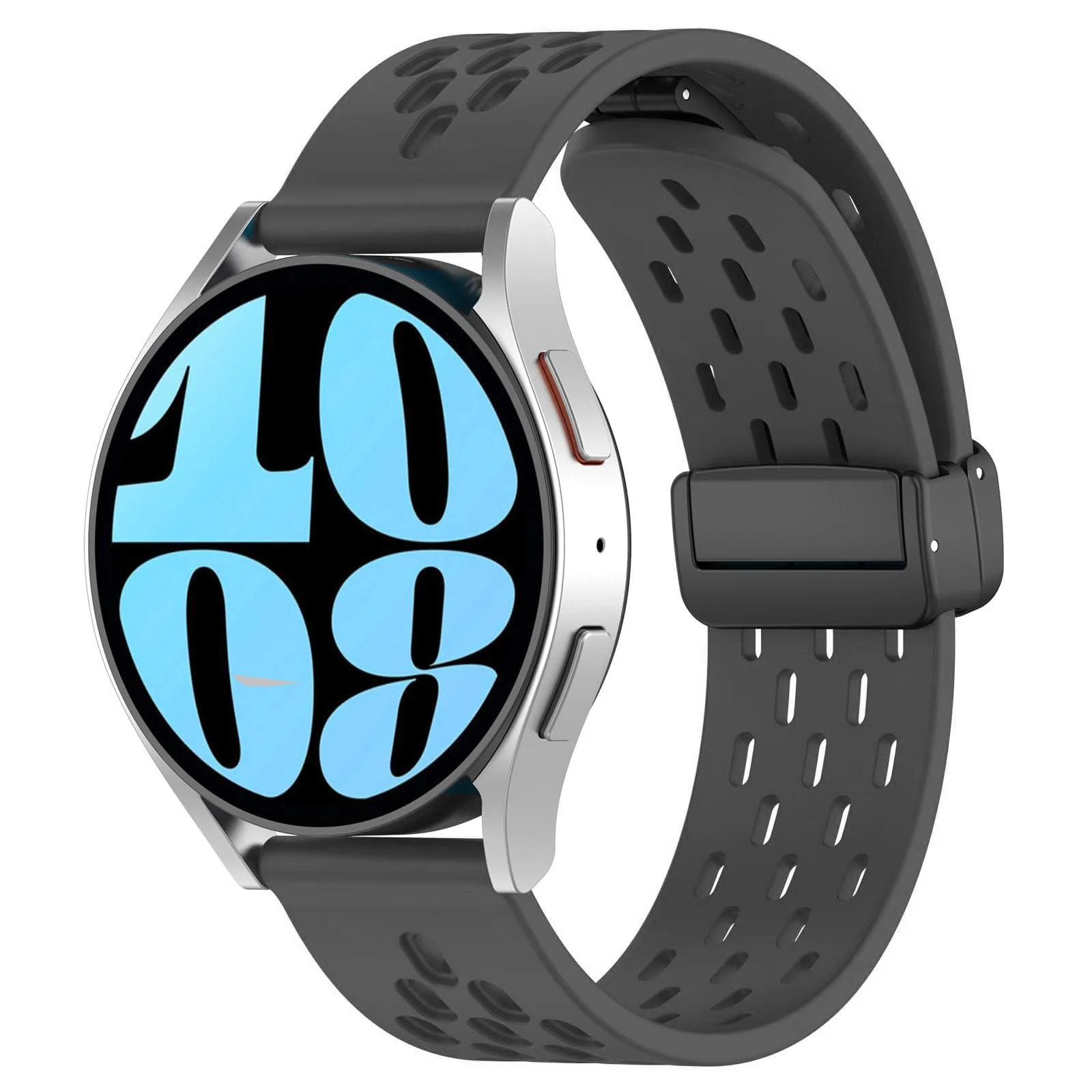 DL3 Mobilak Silicone Band Magnetic Clasp 22MM Strap For Samsung galaxy watch3 45mm /galaxy 46mm/Gear S3/Huawei watch GT3 46MM/GT2E/GT2 Pro/GT GT2 46MM/Magic Watch2 46mm/Amazfit GTR 3/4 - Dark Grey