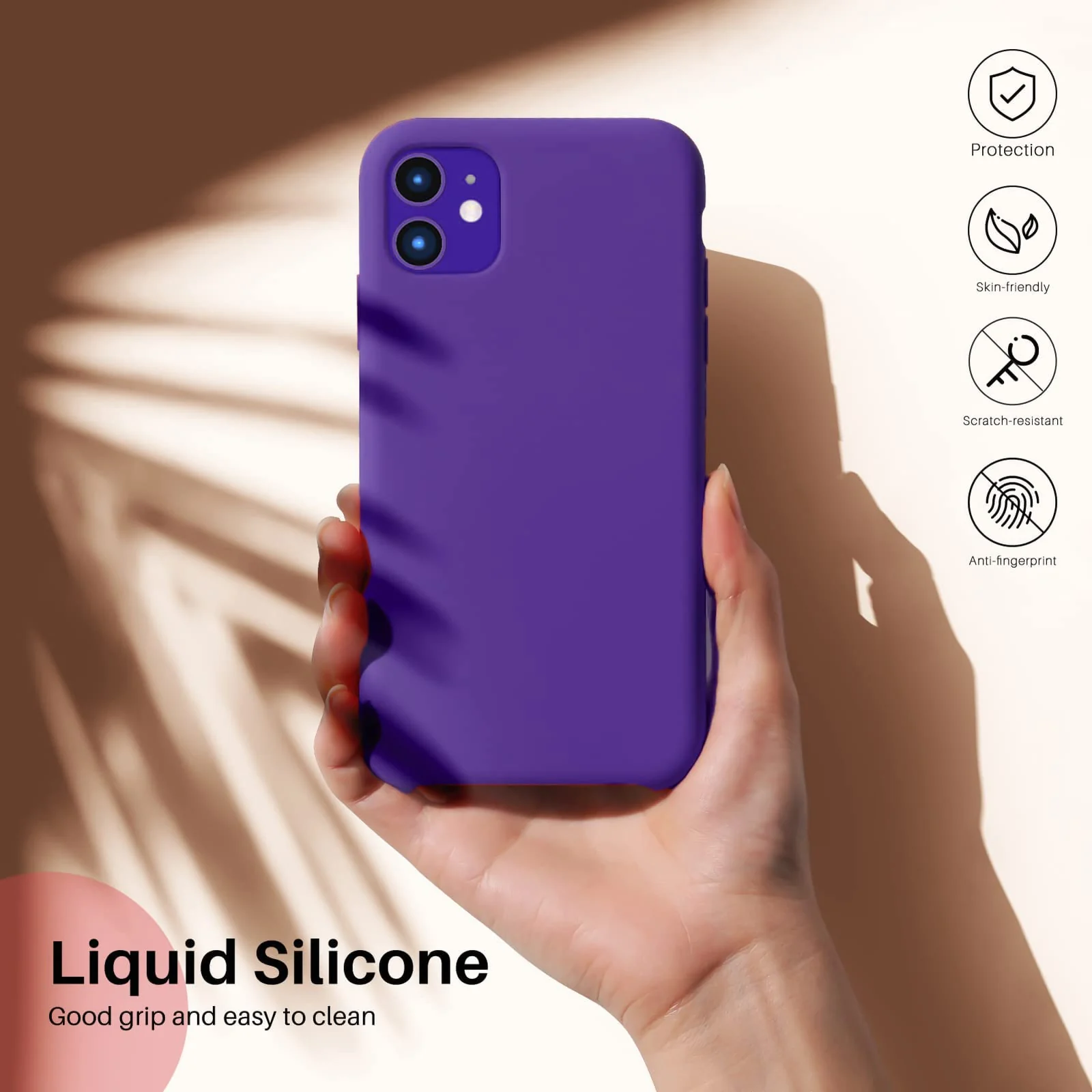 DL3 Mobilak Liquid Silicone Protective Case for iPhone 11 (6.1 Inch) with Camera Protection and Microfiber Lining - Hot Purple