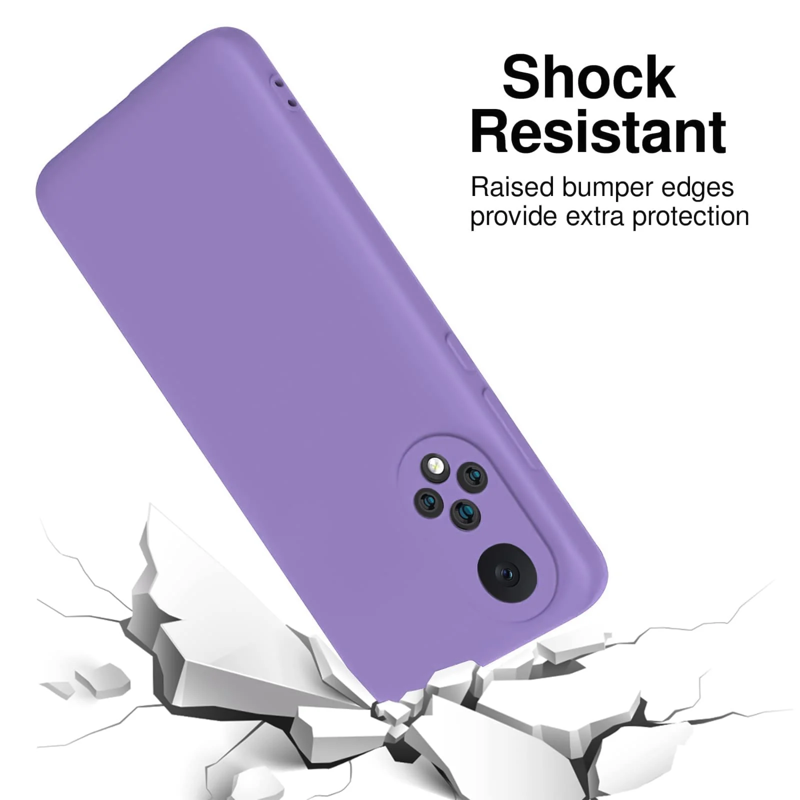 DL3 Mobilak Silicone Protective Case for Honor 50 / Huawei Nova 9, Shock-absorbing protection, Scratch-resistant surface, Soft microfiber lining - Light Purple