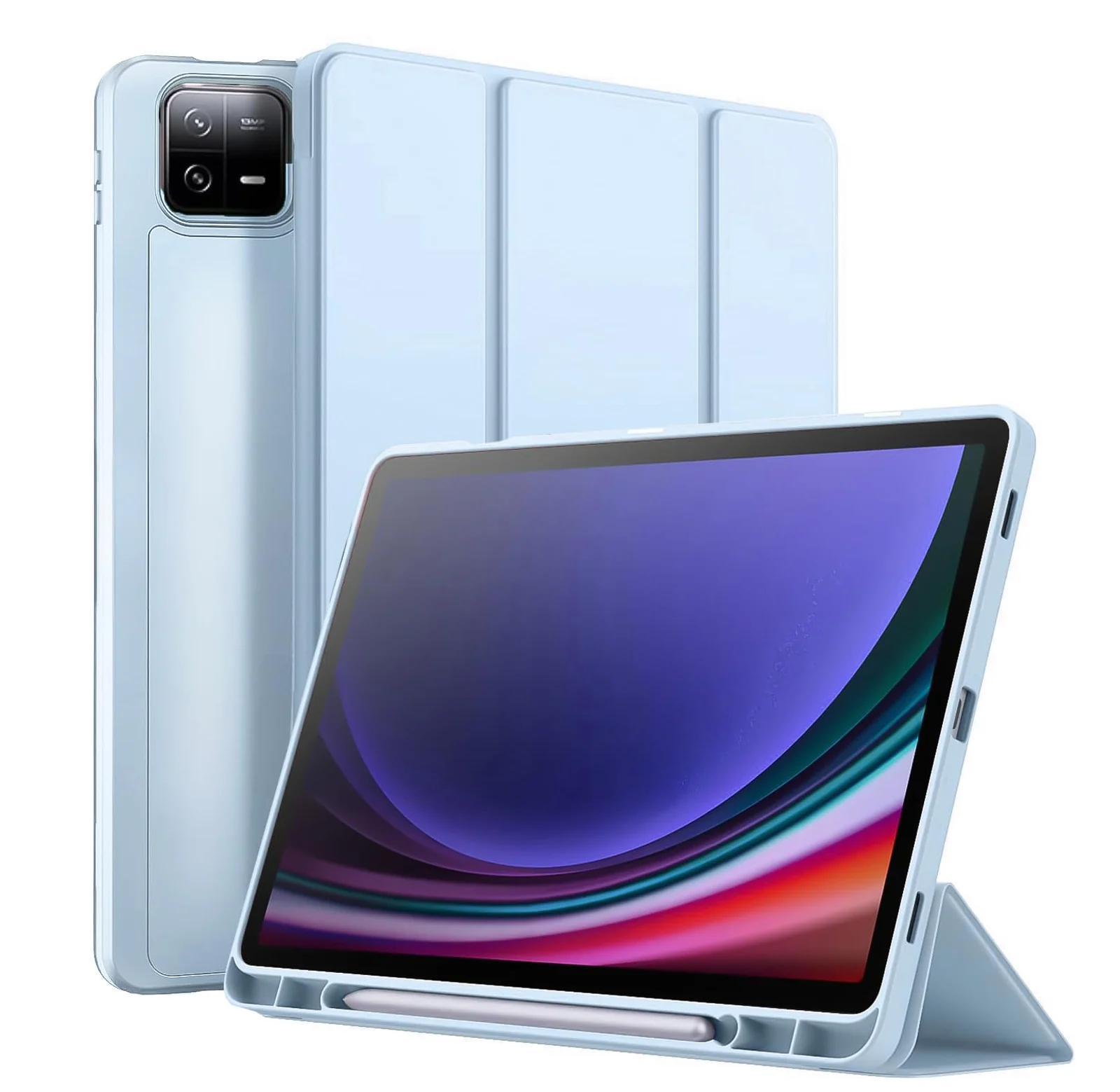 DL3 Mobilak Xiaomi Pad 6/Pad 6 Pro Case with Pen Holder 11.0 inch 2023, Soft TPU Back Trifold Stand Protective Smart Cover Flip for Xiaomi Pad 6/Pad 6 Pro, Auto Wake&Sleep - Sky Blue