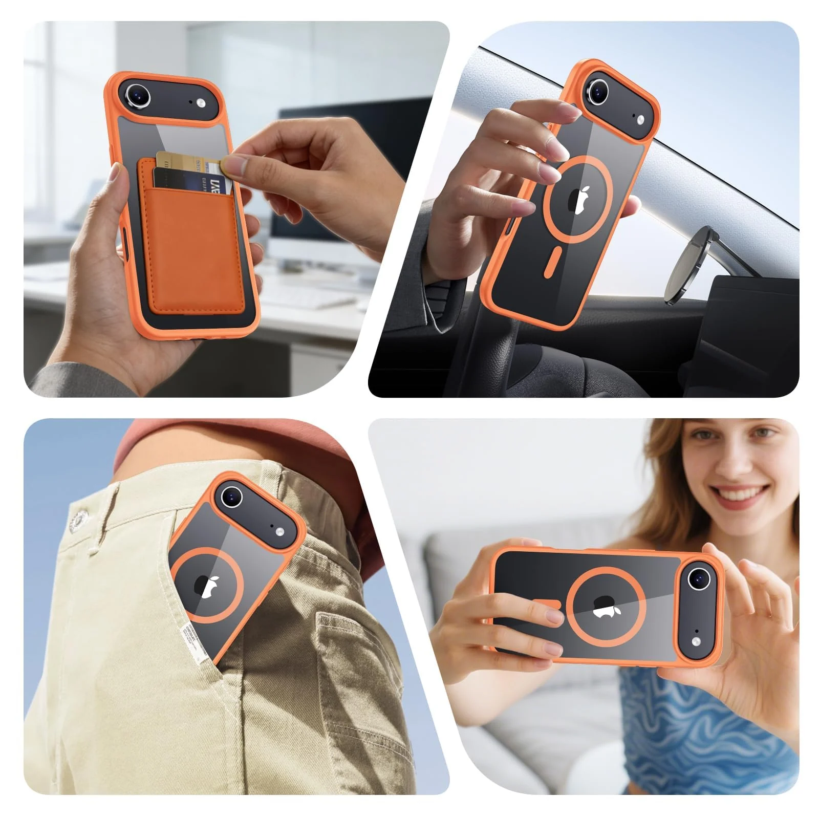 DL3 Mobilak Translucent Matte Case for iPhone 17 Air 6.5-Inch Compatible with, Compatible with MagSafe accessories, Shock-absorbing protection, Scratch-resistant surface - Orange