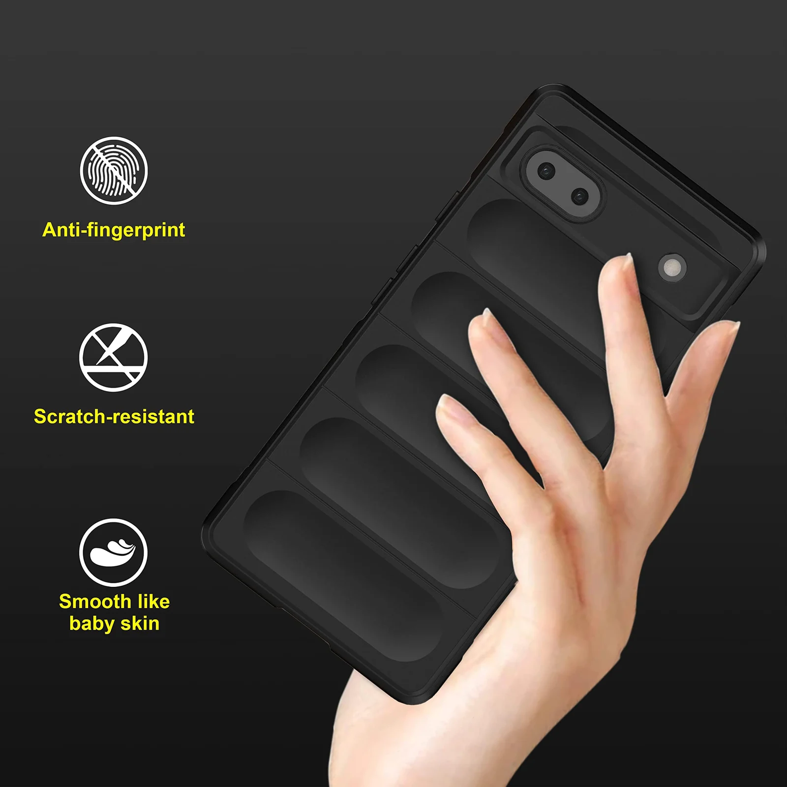 DL3 Mobilak Silicone Case for Google Pixel 6A Heavy Duty Protective [Slim Fit] Shockproof Soft Flexible Protective Design Shock-Absorption TPU Cover With Camera Protection - Black