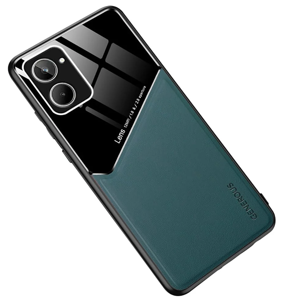 DL3 Mobilak Leather and PC Protective Case for OPPO realme 10 4G, Built-in magnetic car-mount support, Shock-absorbing protection, Raised edges around the screen and camera - Green