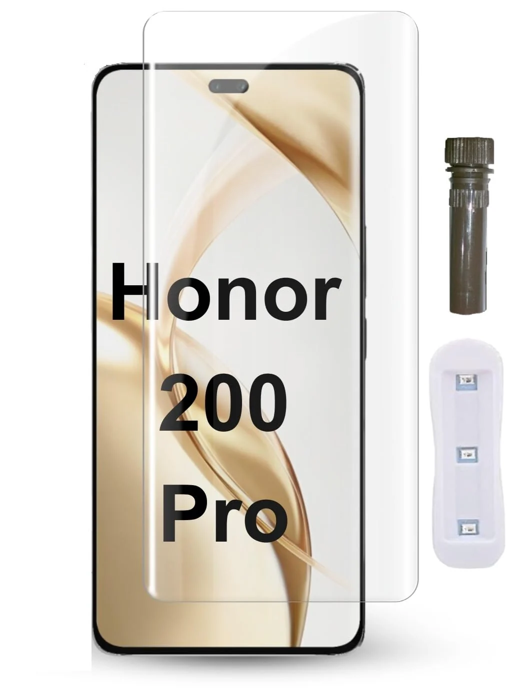 DL3 Mobilak Full Glass Screen Protector For Honor 200 Pro 5G Tempered Glass Full Glue Cover Screen Protector For Fingerprint Unlock Screen Glass Film - Clear