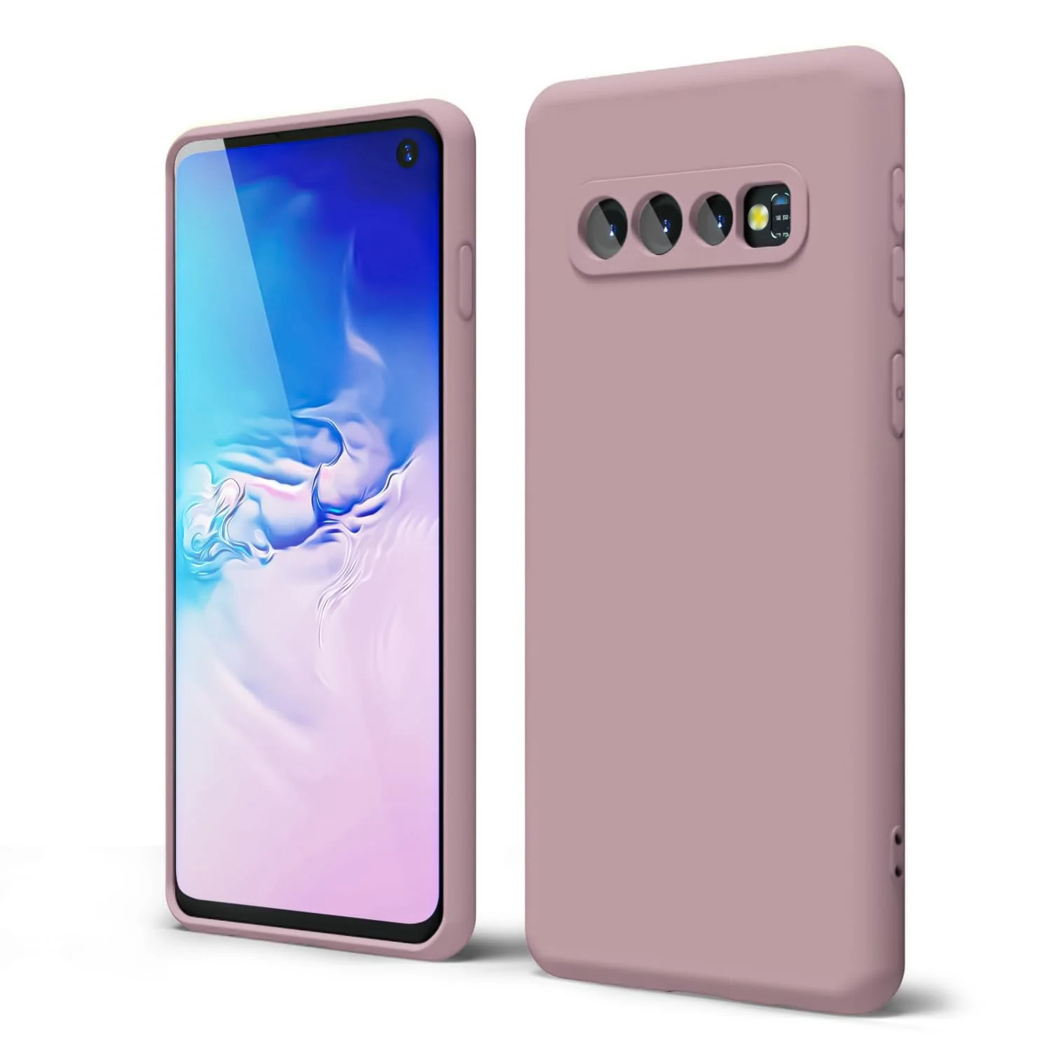 DL3 Mobilak Liquid Silicone Protective Case with Soft Microfiber Lining with Full Camera Protection for Samsung Galaxy S10+ Plus - Cashmere