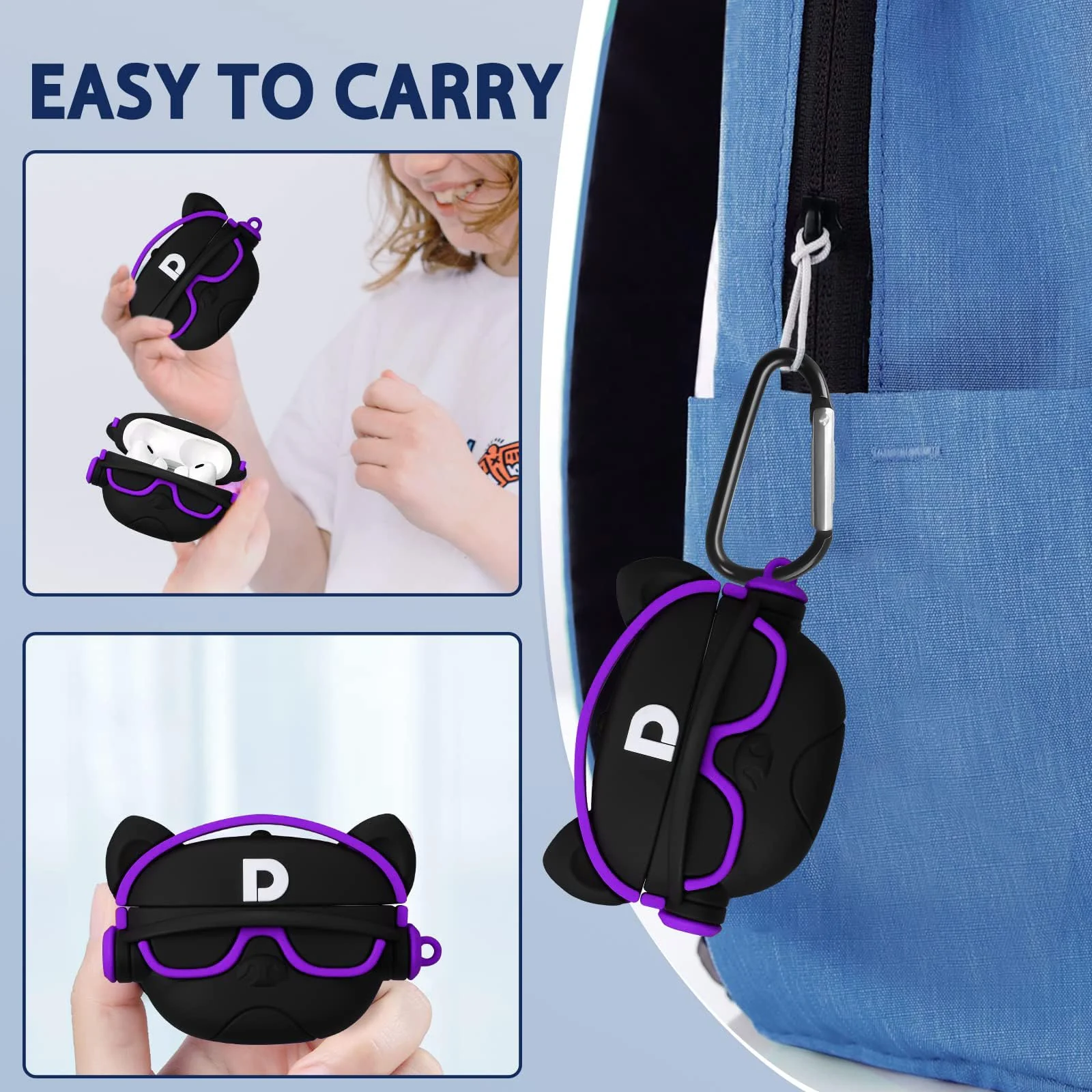 DL3 Mobilak Case Compatible with AirPods Pro 2/1 Gen Soft Silicone Shockproof Cover for Apple iPod Pro 2nd/1st Generation, New 3D Cute Cartoon Creative Fun Case with Keychain Design - Style 8