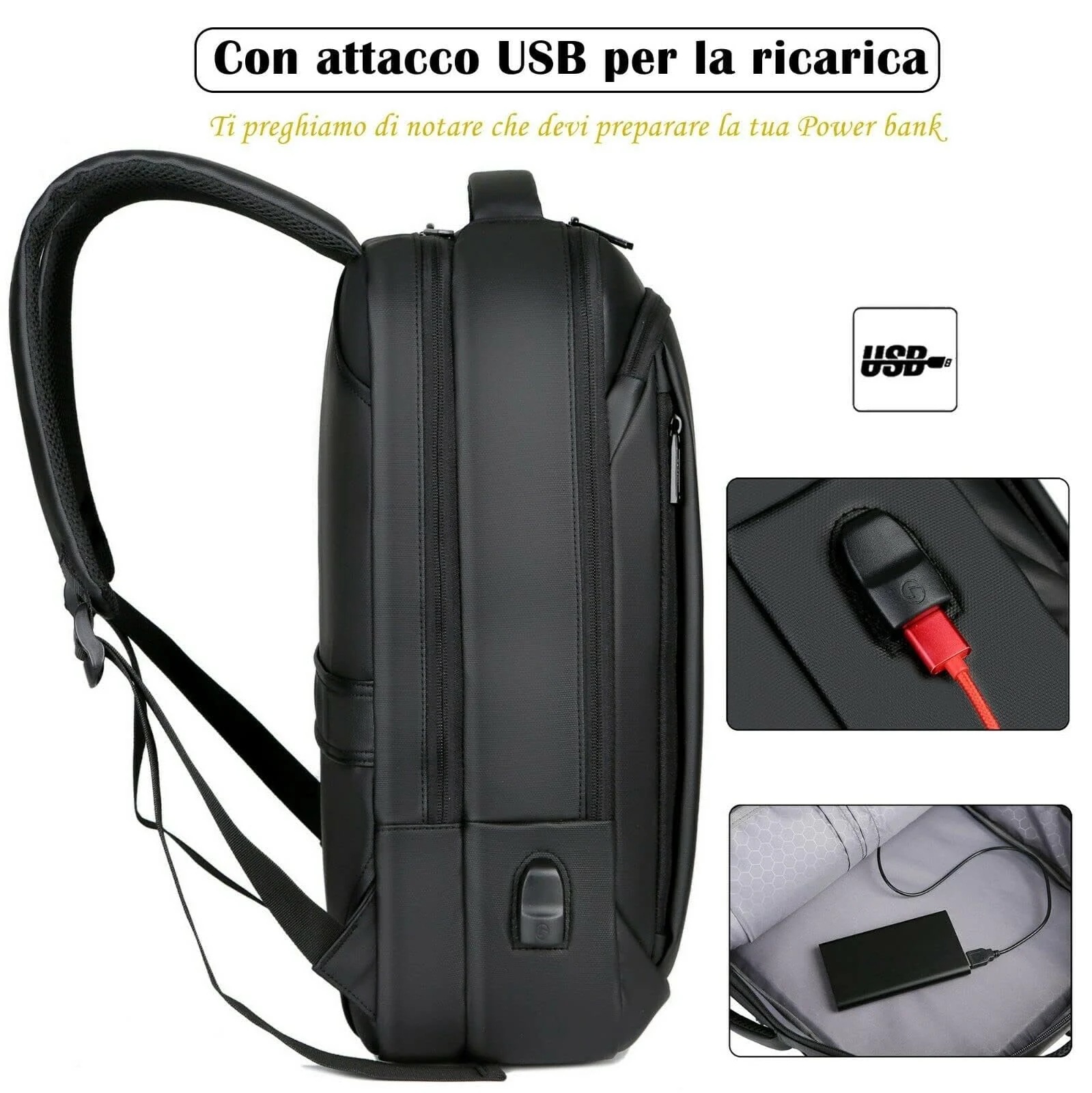 Mobigon Laptop Backpack 15.6 Inch, Business Slim Sturdy Laptops Backpack with USB Charging Port, Water Resistant Travel Backpack Computer Bag Gifts for Men & Women Fits, Surface, Notebook - Black