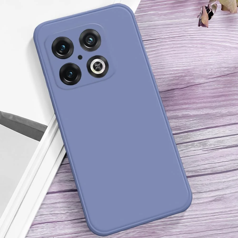DL3 Mobilak Soft Silicone Protective Case for OnePlus 10 Pro with Microfiber Lining and Shockproof Design - Lavender Blue
