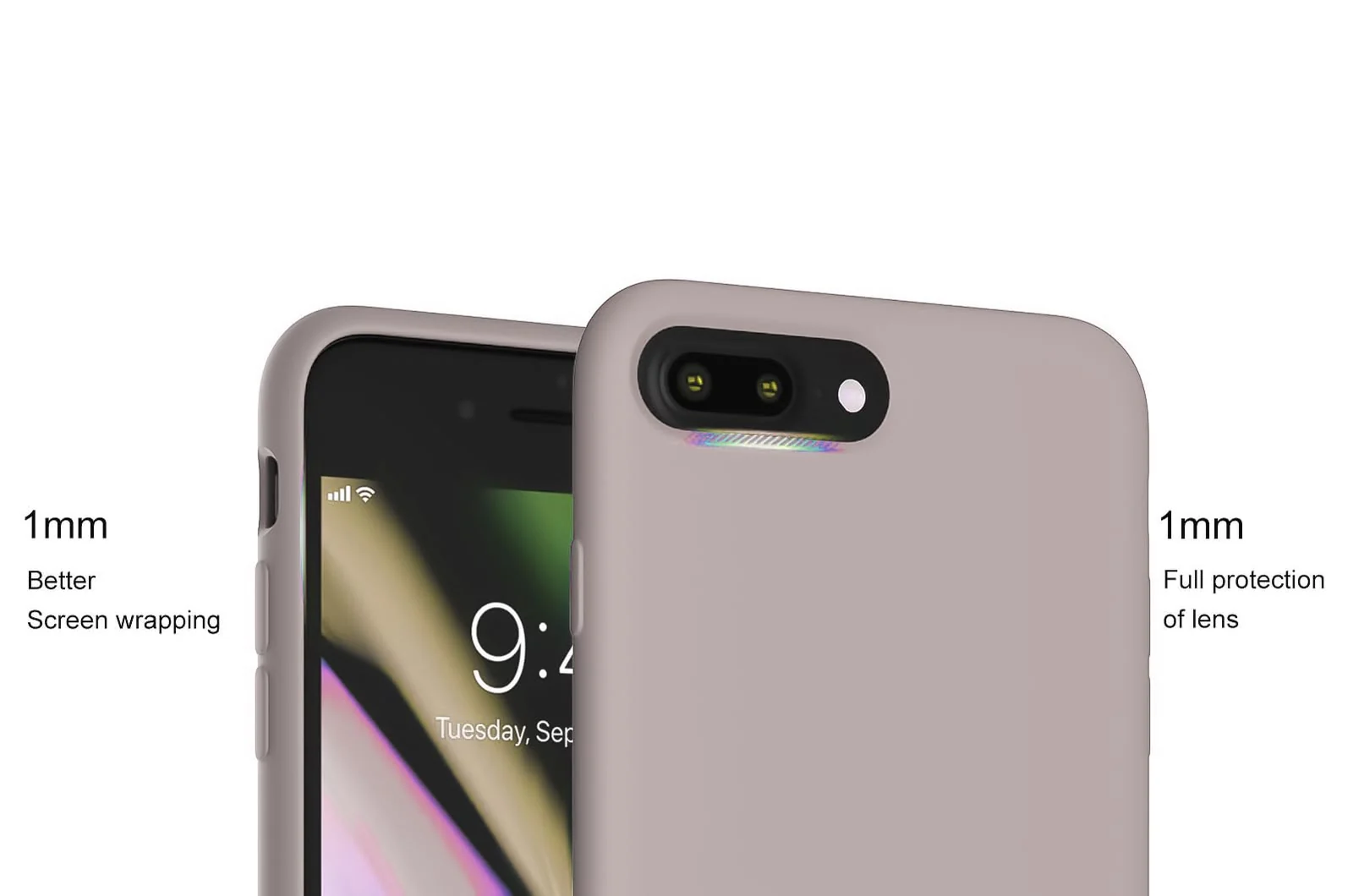 DL3 Mobilak Liquid Silicone Protective Case for iPhone 7 Plus / iPhone 8 Plus with Camera Protection and Microfiber Lining - Chalk Pink