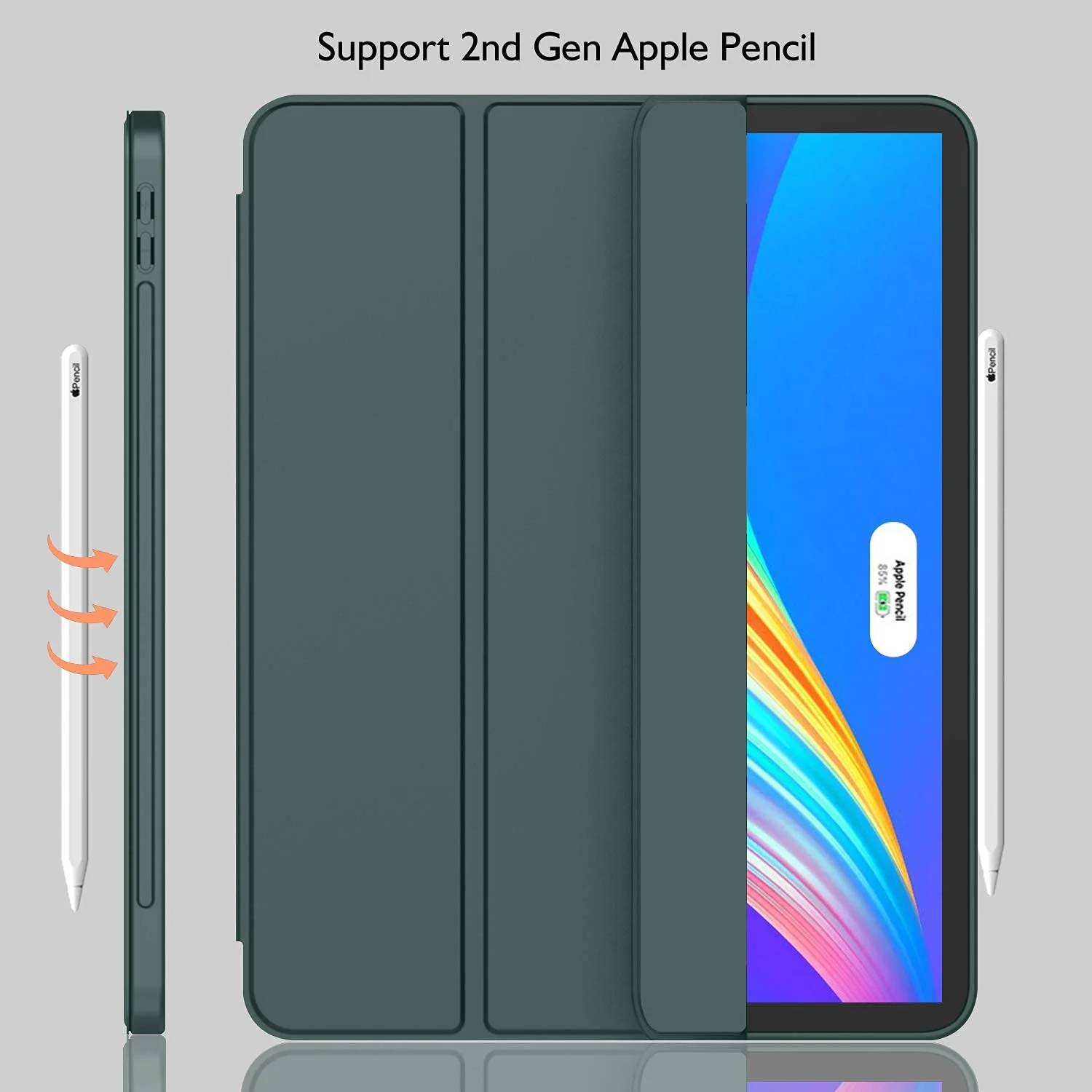 DL3 Mobilak iPad Pro 11 Inch Case 2022(4th Gen)/2021(3rd Gen)/2020(2nd Gen) with Pencil Holder, Smart iPad Case [Support Touch ID and Auto Wake/Sleep] with Auto 2nd Gen Pencil Charging - Green
