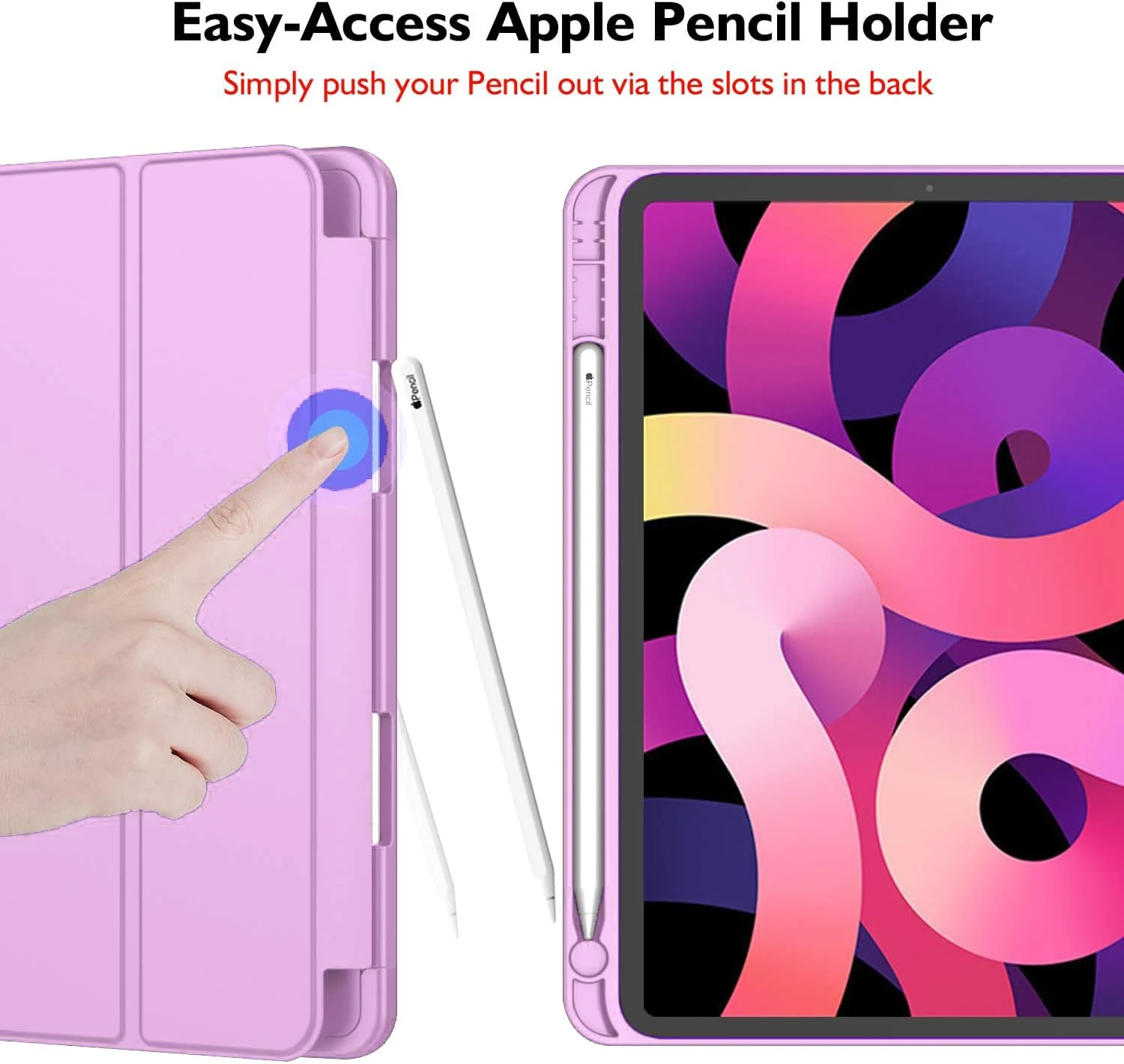 DL3 Mobilak Smart Case For iPad Pro 11 Inch 2018 (1st Generation 2018 Model Year) with Pencil Holder, Soft TPU Smart Stand Back Cover Auto Wake/Sleep Feature - Pastel Violet
