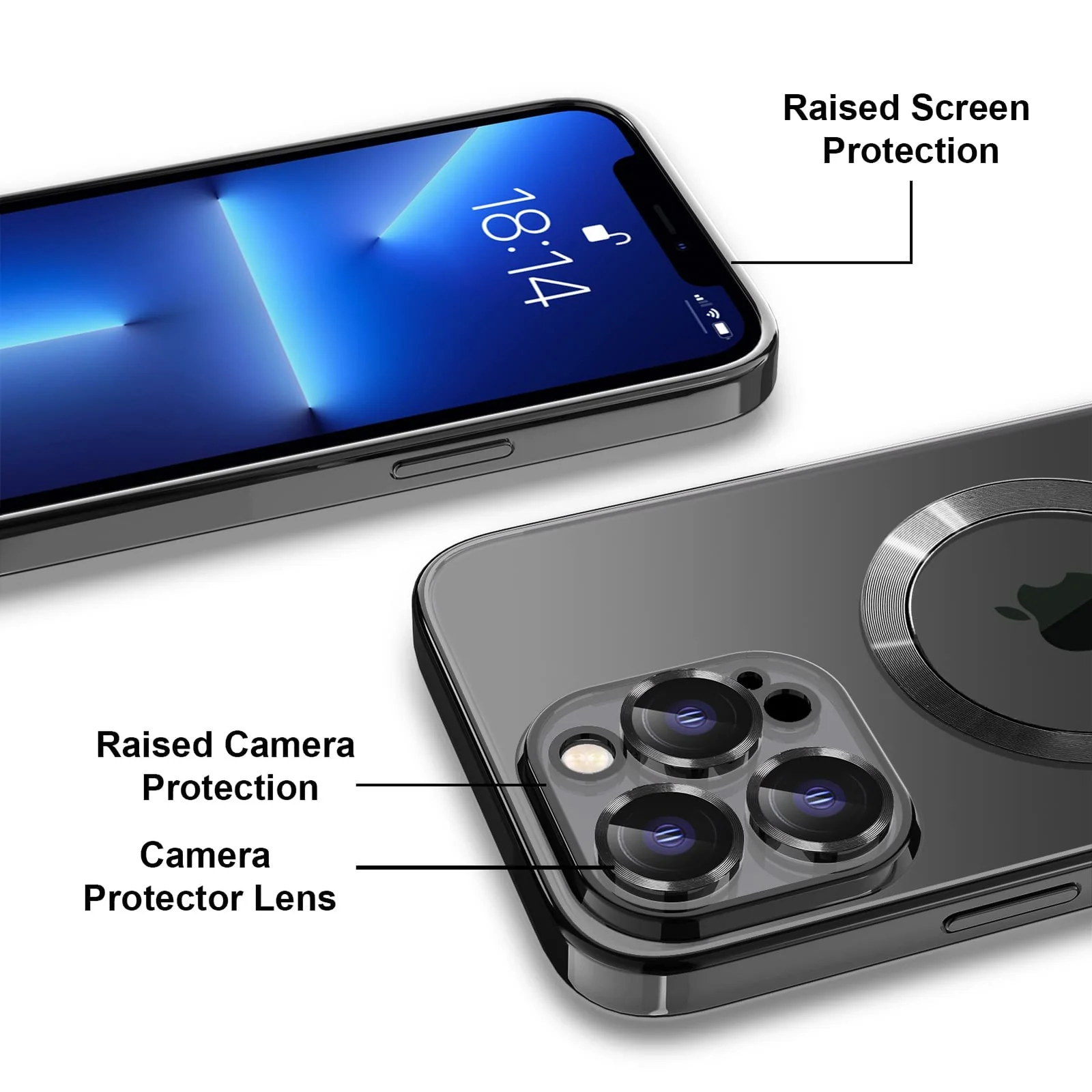 DL3 Mobilak Clear TPU Case for iPhone 11 Pro (5.8 Inch) Compatible with, Compatible with MagSafe accessories, Supports wireless charging, Camera protection - Black