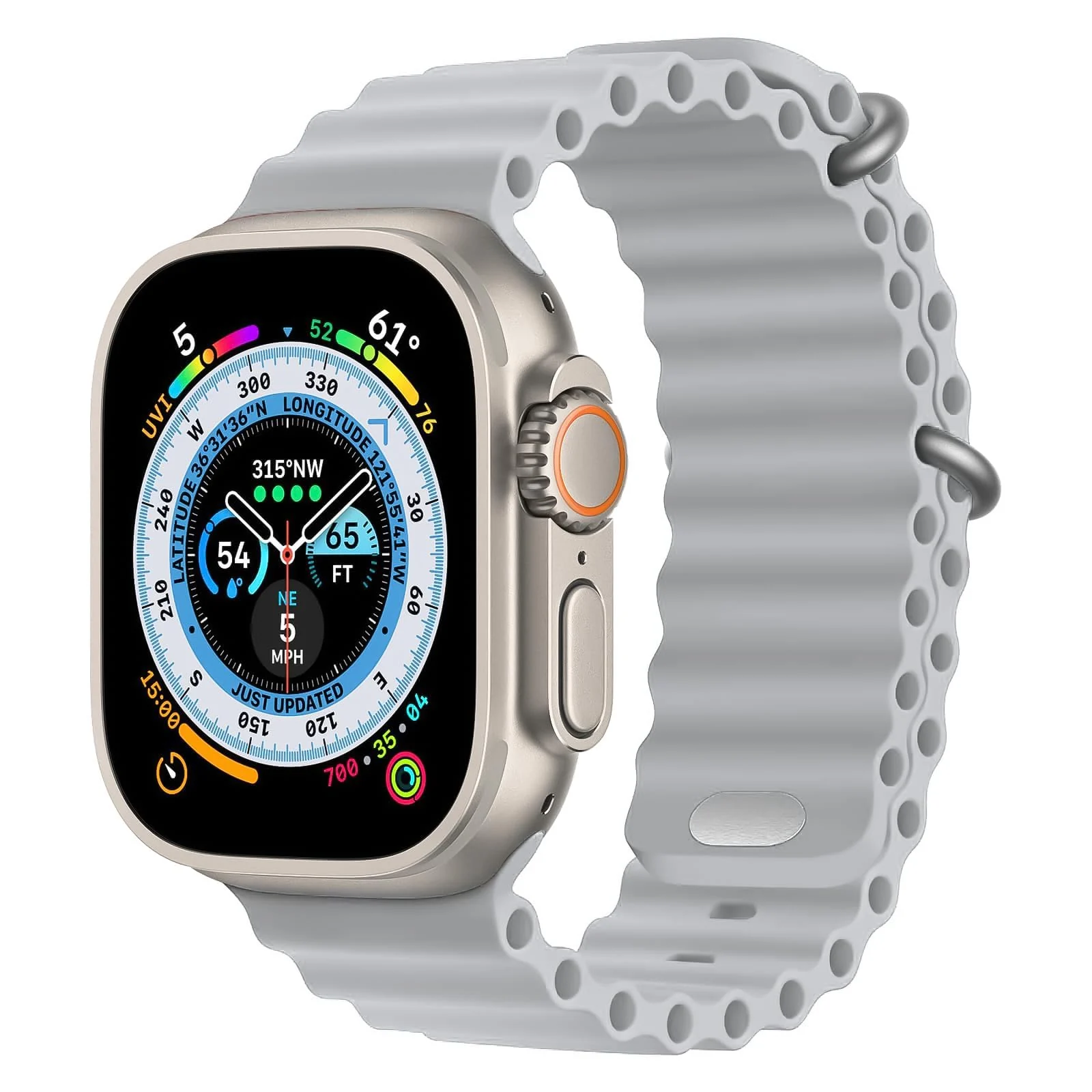 DL3 Mobilak Ocean Band For Apple Watch Band 49mm 45mm 44mm 42mm 41mm 40mm 38mm, Soft Silicone Sport Band Replacement Strap for iWatch Ultra Series SE 9 8 7 SE 6 5 4 (A. , 42MM/44MM/45MM/49MM) - A.Grey