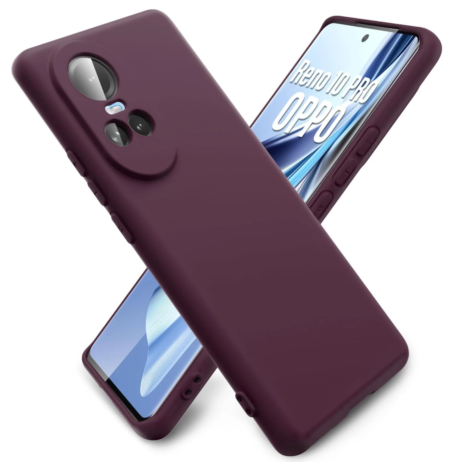 DL3 Mobilak Liquid Silicone Protective Case with Soft Microfiber Lining with Full Camera Protection for OPPO Reno 10 5G / OPPO Reno 10 Pro 5G - Wine Red