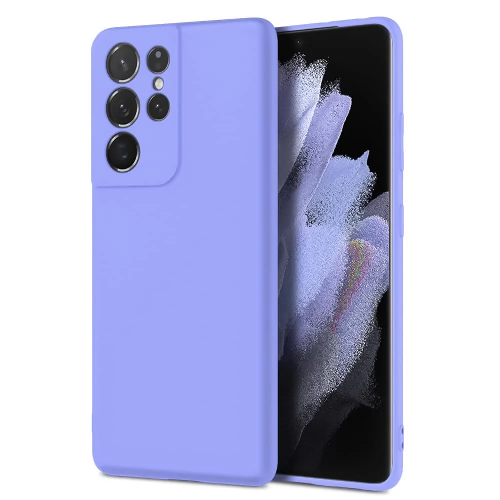 DL3 Mobilak Samsung Galaxy S21 Ultra 5G Case, Soft Flexible Silicone Gel Rubber Bumper Cover, Slim Fit Full Body Shockproof Protective Phone Case - Baby Blue