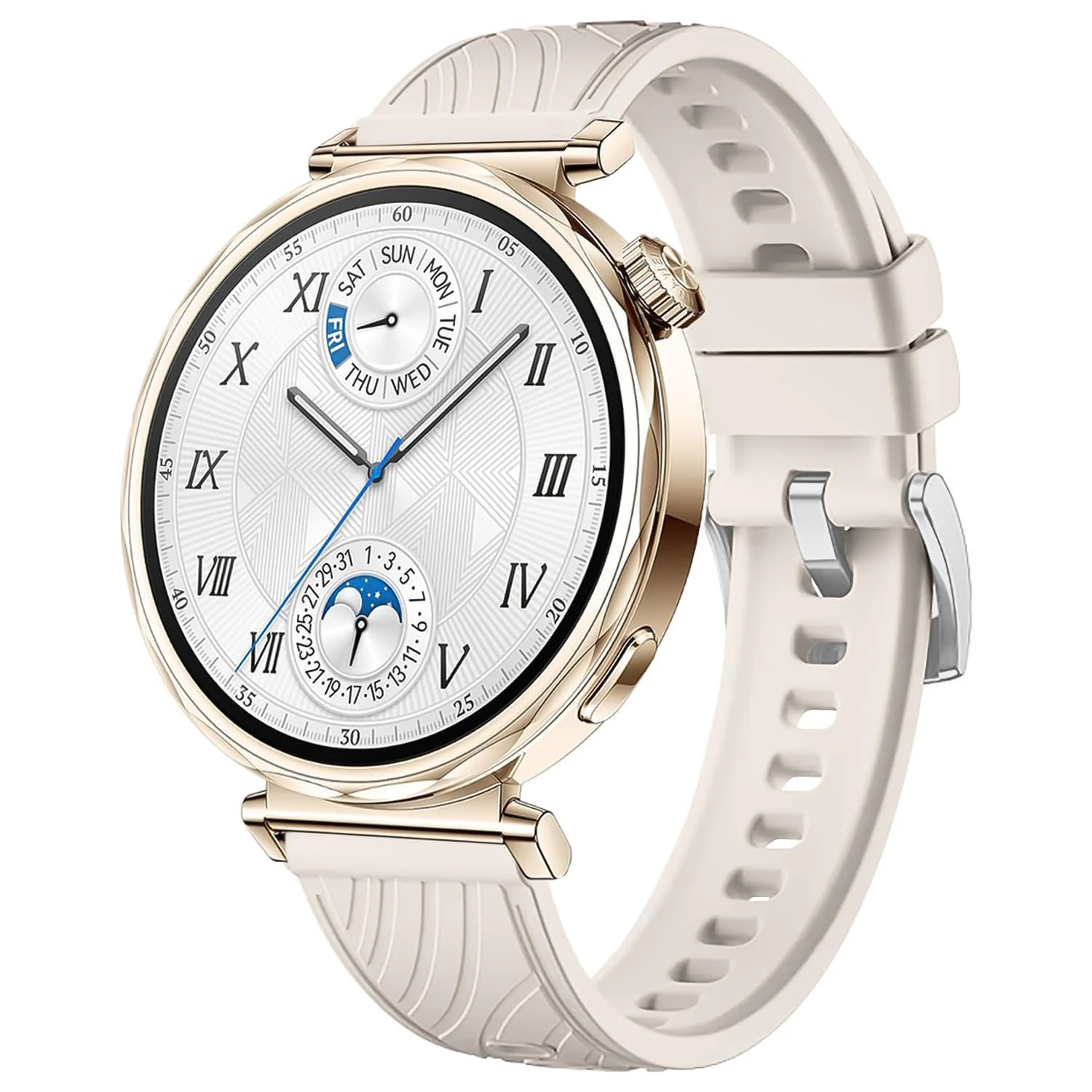 DL3 Mobilak 18mm Silicone Strap Compatible with Huawei Watch GT 6 41mm/GT 5 Pro 42 mm/GT5 41mm/GT4 41 mm/Huawei Watch 5 42mm, 18 mm Silicone Sport Replacement Band for Venu 2S/3S/Vivomove 3S/4S - Starlight