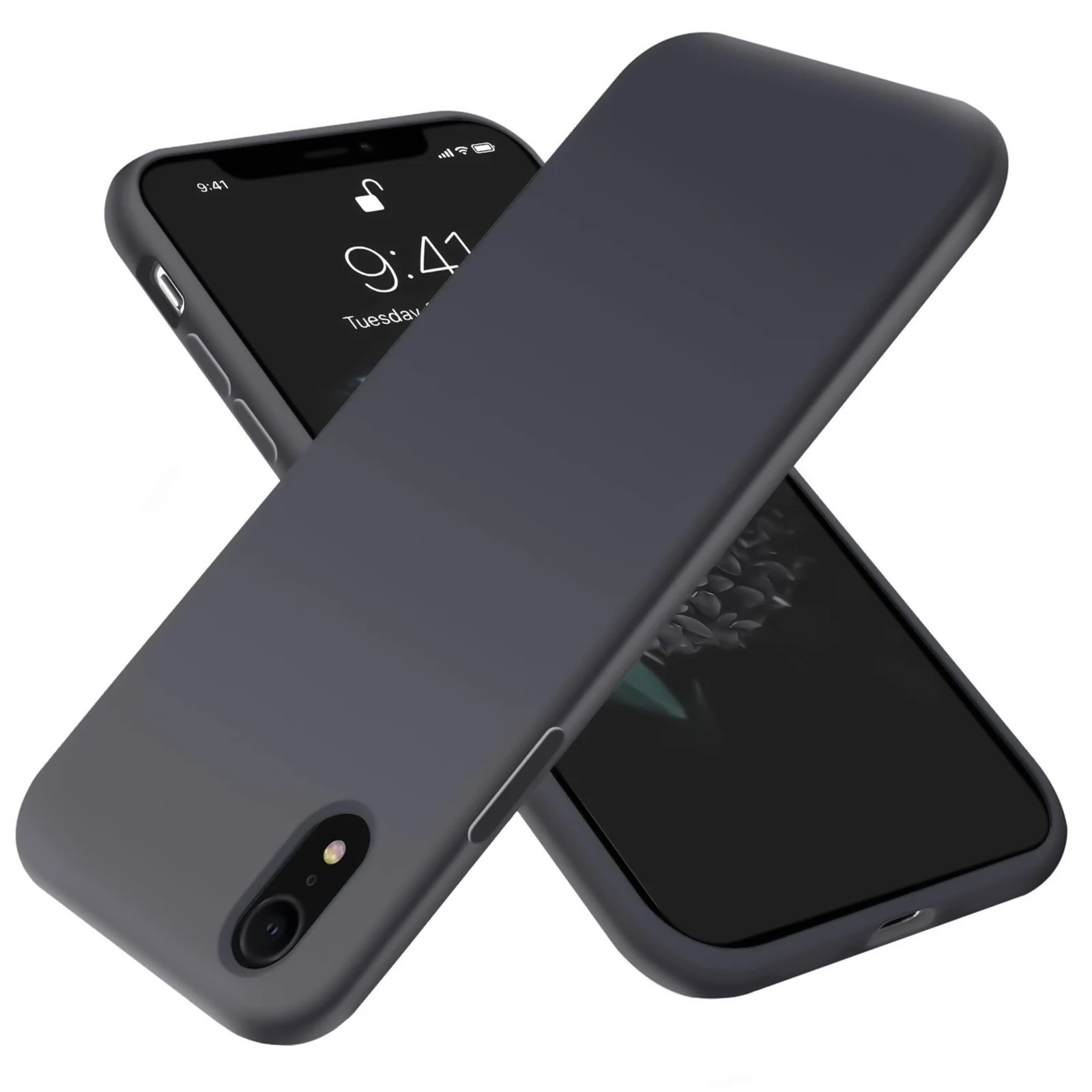 DL3 Mobilak Liquid Silicone Case for iPhone XR, Shock-absorbing protection, Scratch-resistant surface, Soft microfiber lining - Deep Gray