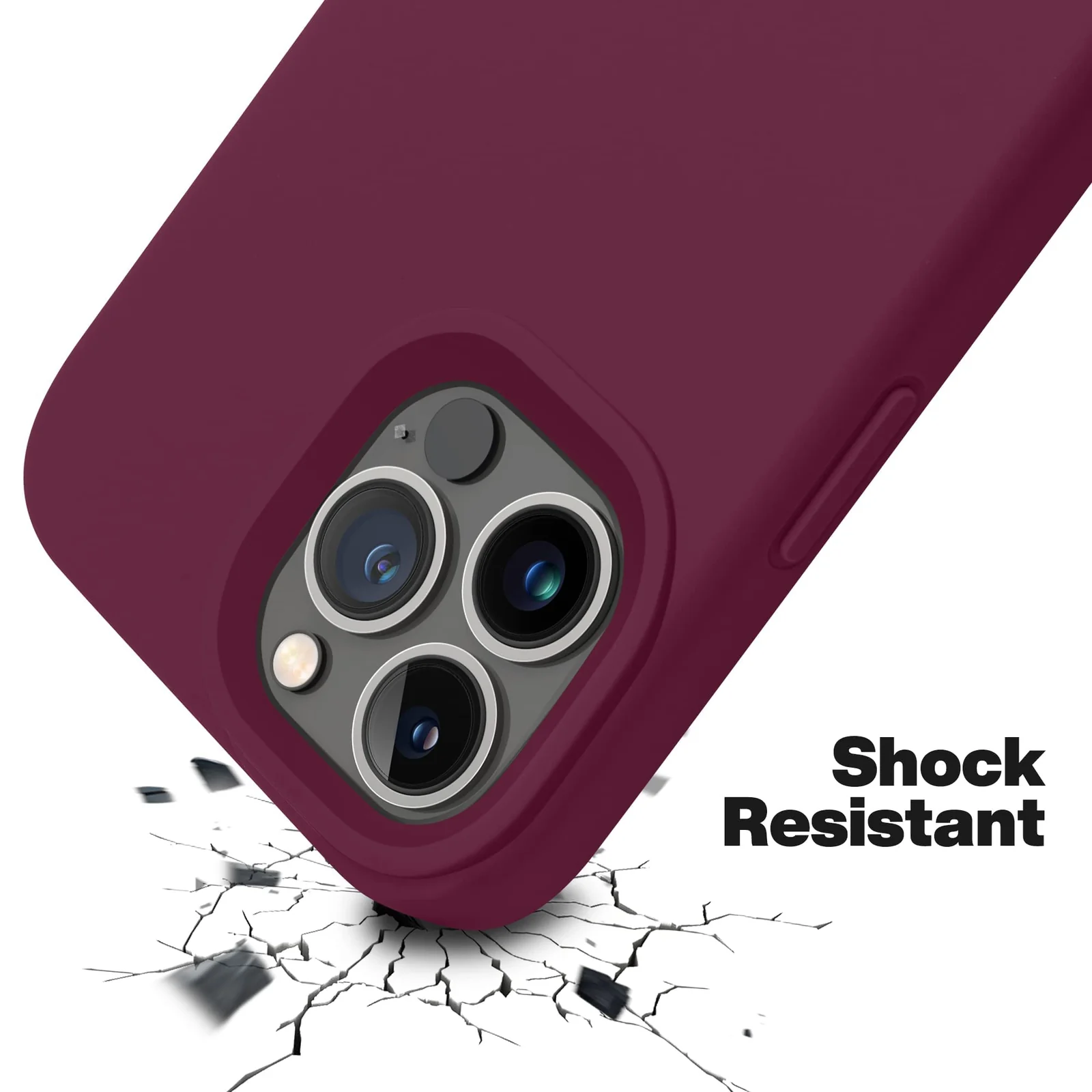 DL3 Mobilak Liquid Silicone Protective Case with Soft Microfiber Lining for iPhone 12 / 12 Pro (6.1 Inch) - Wine Red