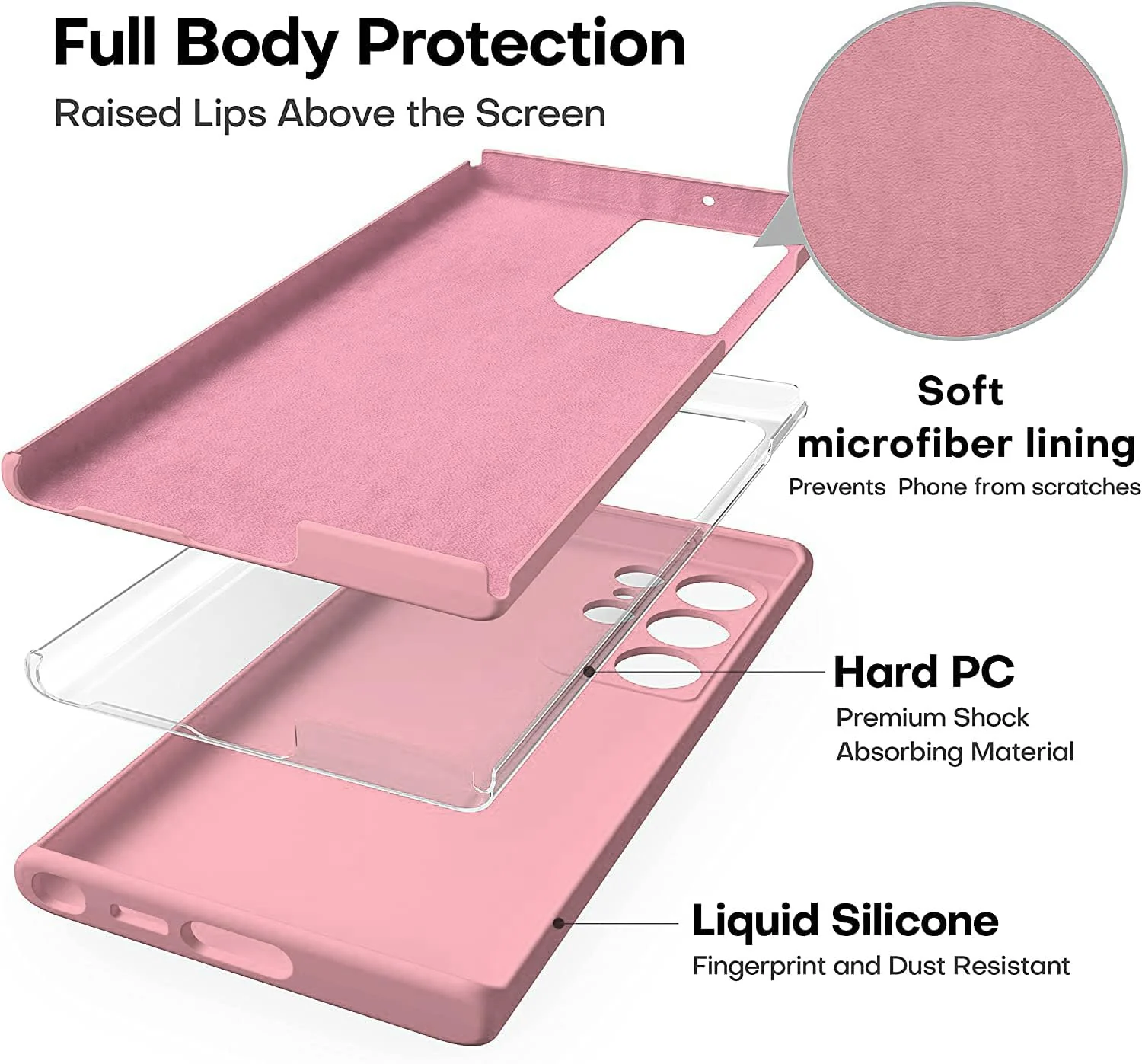 DL3 Mobilak Samsung Galaxy S24 Ultra Case, Soft Flexible Silicone Gel Rubber Bumper Cover, Full Body Shockproof Protective Phone Case - Pink