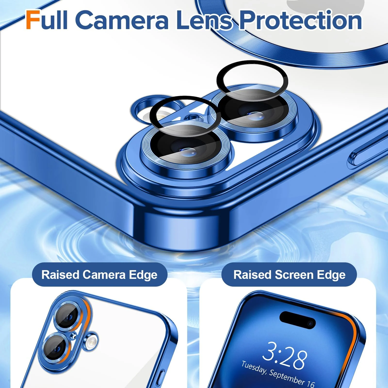 DL3 Mobilak Clear MagSafe-Compatible Magnetic Case for iPhone 17 with Camera Protection and Magnetic Car-Mount Support - Blue