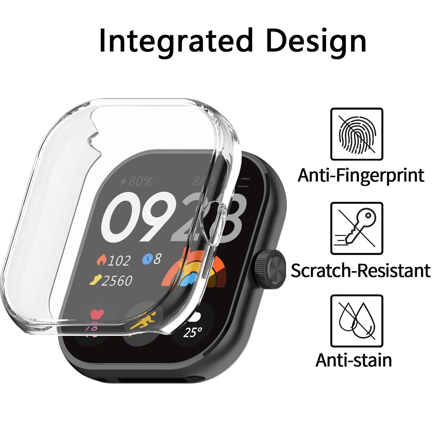 DL3 Mobilak Case Compatible with Xiaomi Redmi Watch 4 Case All-Around with Built-in Screen Protector Watch Soft TPU Shockproof Cover Slim Guard Thin Bumper Shell Protector - Clear
