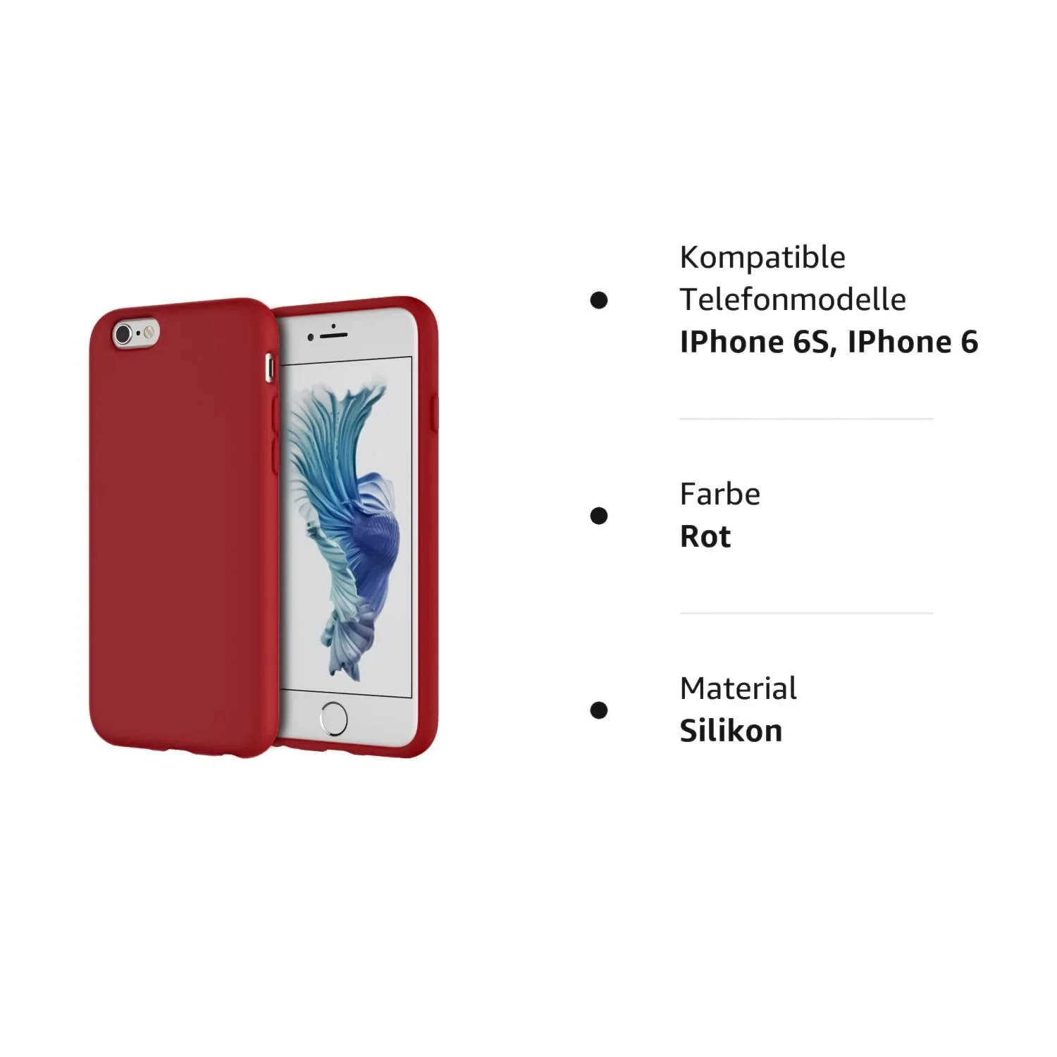 DL3 Mobilak Liquid Silicone Case for iPhone 6 / 6S, Shock-absorbing protection, Scratch-resistant surface, Soft microfiber lining - Dark Red