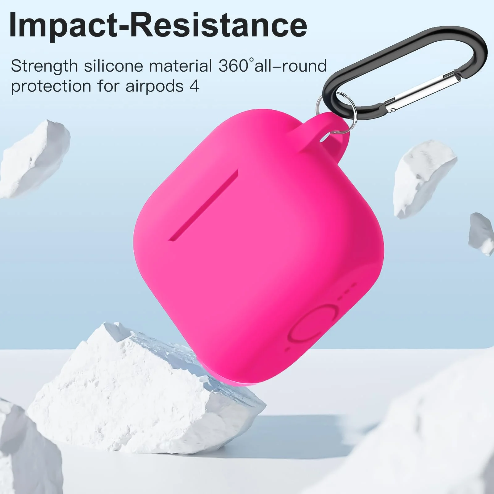 DL3 Mobilak Compatible with AirPods 4 Case (2024), Soft Silicone Full Protective Case Cover with Keychain, For Apple AirPods 4th Generation for Women Men - Hot Pink