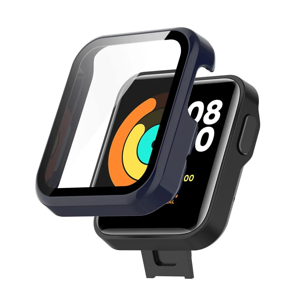 DL3 Mobilak Protective Case Compatible with Xiaomi Mi Watch Lite, 9H Hardness PC Cover Bumper Full Slim Protective Case with Tempered Glass For Redmi Watch Lite
