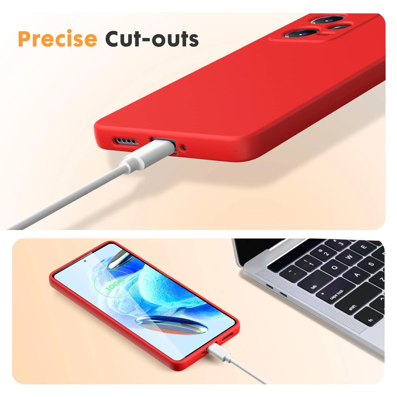 DL3 Mobilak Silicone Protective Case for Xiaomi Redmi Note 12 Pro + / 12 pro plus 5G, Shock-absorbing protection, Scratch-resistant surface, Soft microfiber lining - Red