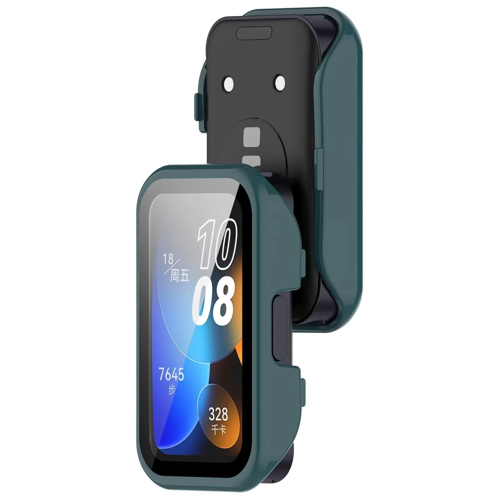 DL3 MOBILAK Full-Coverage Watch Case with Tempered Glass for Huawei Band 8 / Band 9, Green