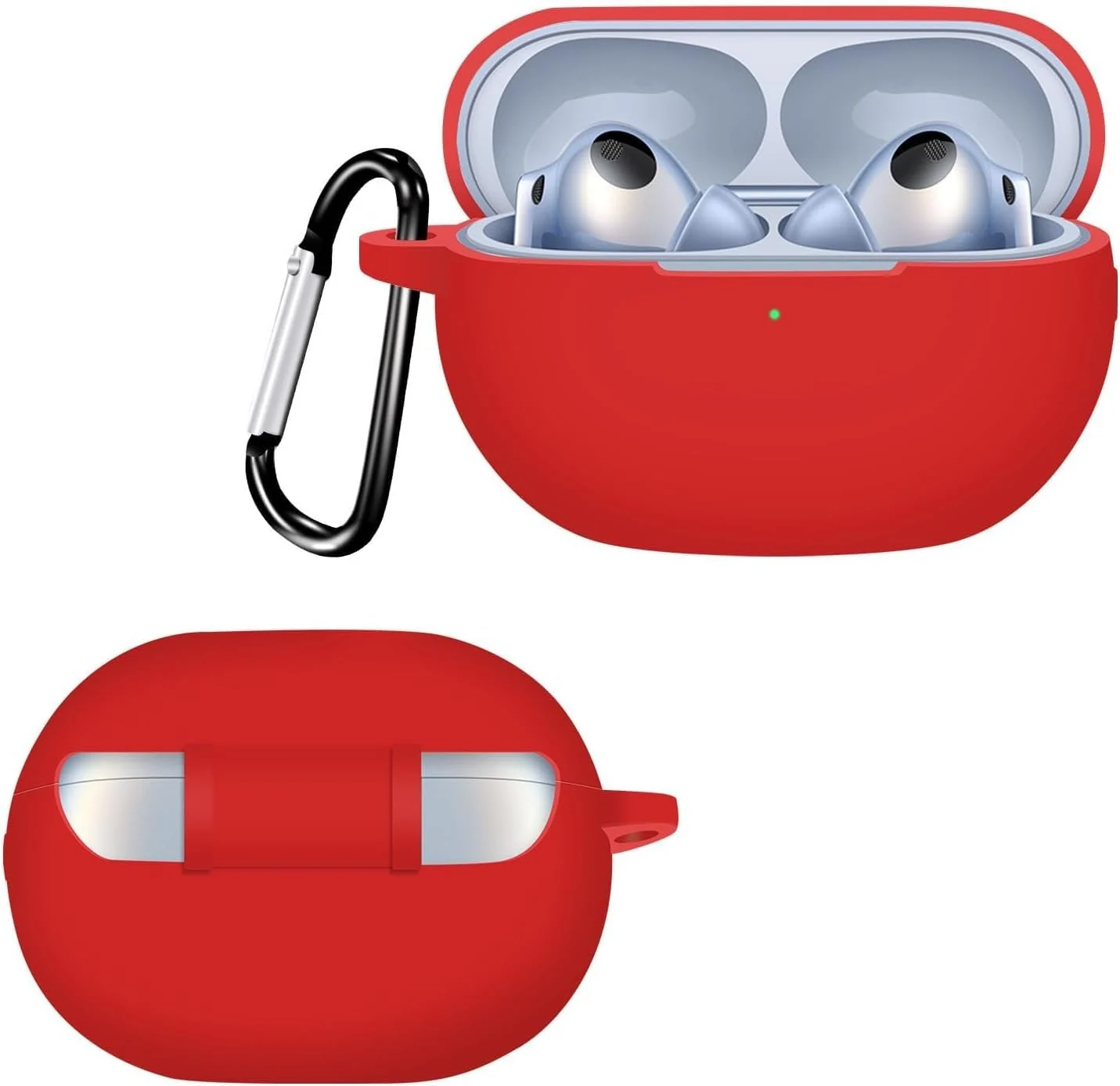 DL3 Mobilak Compatible with Huawei FreeBuds Pro 3 Case Cover, Soft Silicone Shockproof Protective Case Wireless Earbuds with Carabiner, Front LED Visible - Red