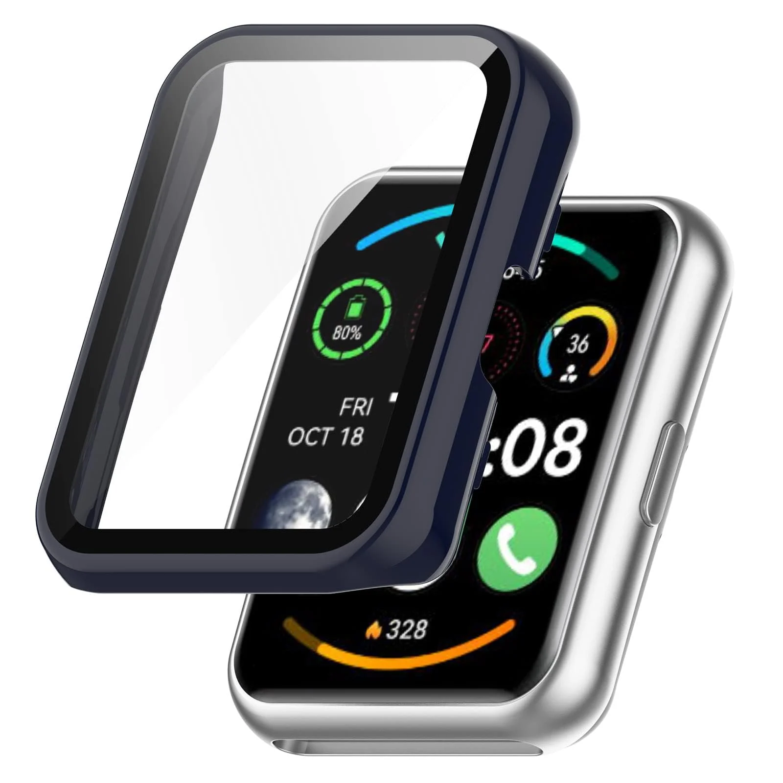 DL3 Mobilak Protective Case Compatible with Huawei Watch Fit 2 9H Hardness PC Case Bumper Full Slim Protective Cover with Tempered Glass For Huawei Watch Fit2 - Blue
