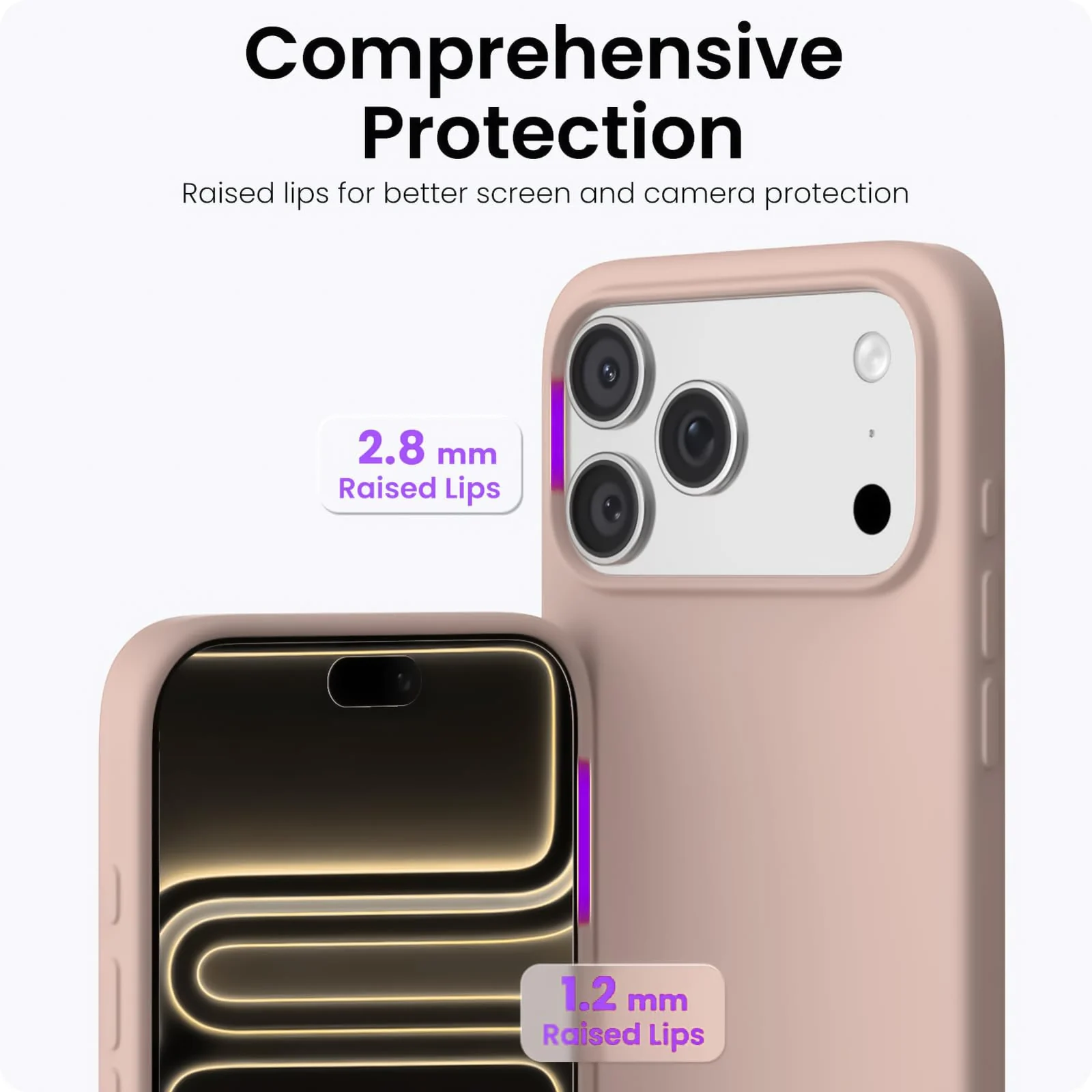 DL3 Mobilak Liquid Silicone Case for iPhone 17 Pro Max 6.9-Inch, Supports wireless charging, Shock-absorbing protection, Scratch-resistant surface - Pink Sand