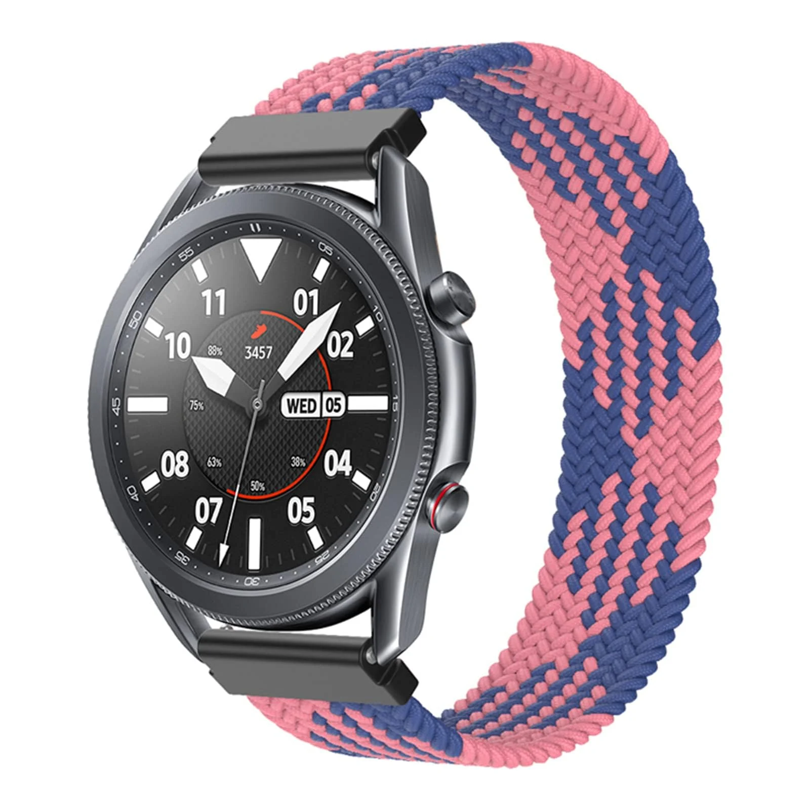 DL3 Mobilak Band 20MM Nylon Braided Solo Loop Strap For Samsung Gear Sport/Watch 6/5/4 40mm 44mm/Watch 6 Classic 43mm 47mm/ 5 Pro 45mm/active 2 40mm 44mm (Blue Pink, Small), unisex-adult - Black