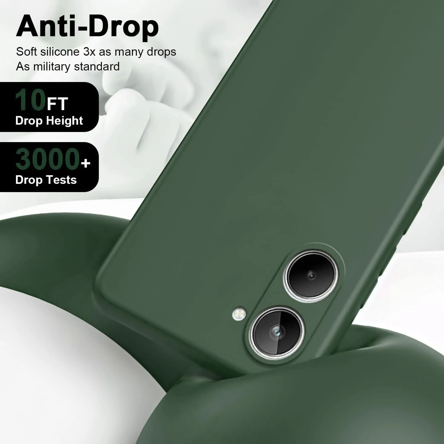 DL3 Mobilak Liquid Silicone Protective Case for realme 10 4G with Microfiber Lining and Shockproof Design - Green