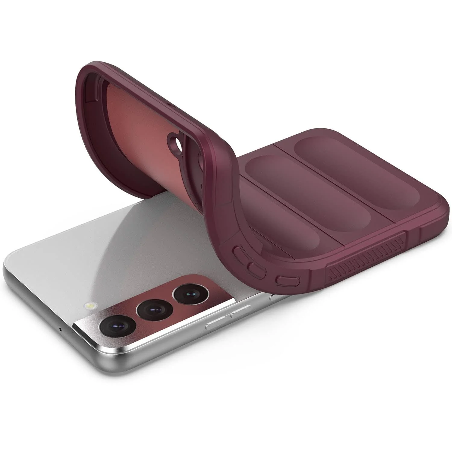 DL3 Mobilak Silicone Case for Samsung Galaxy S21 FE Heavy Duty Protective [Slim Fit] Shockproof Soft Flexible Protective Design Shock-Absorption TPU Cover With Camera Protection - Wine Red