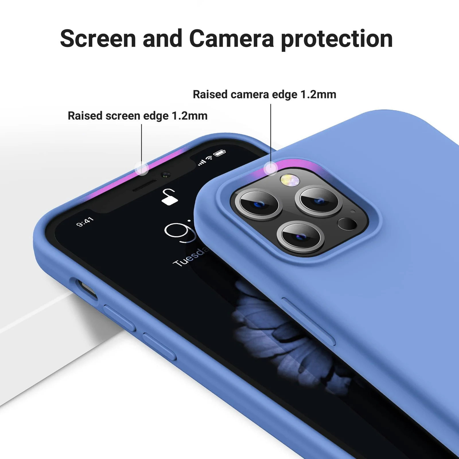 DL3 Mobilak Liquid Silicone Protective Case for iPhone 12 / 12 Pro (6.1 Inch) with Camera Protection and Microfiber Lining - A Light Blue