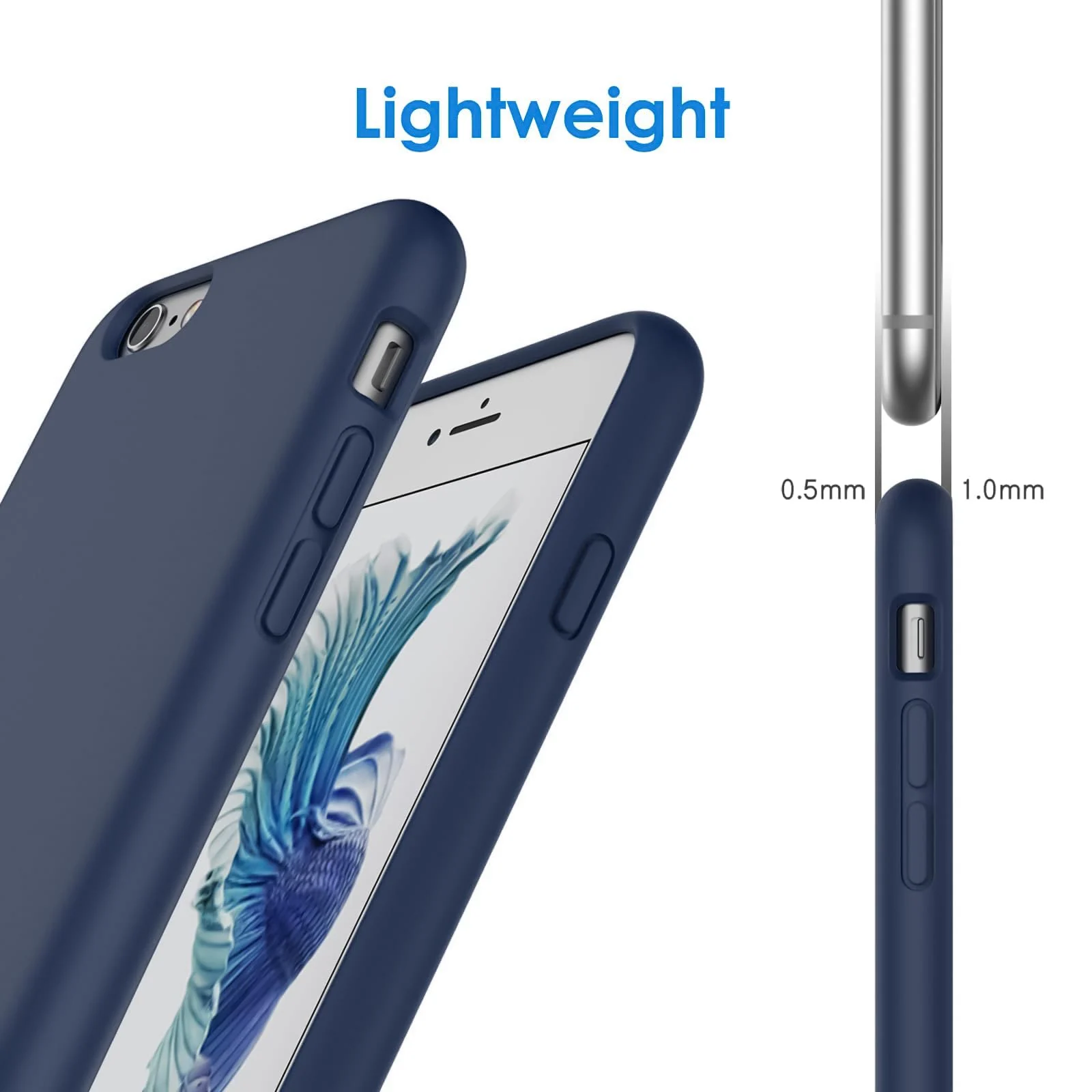 DL3 Mobilak Liquid Silicone Case for iPhone 6 / 6S, Shock-absorbing protection, Scratch-resistant surface, Soft microfiber lining - Blue
