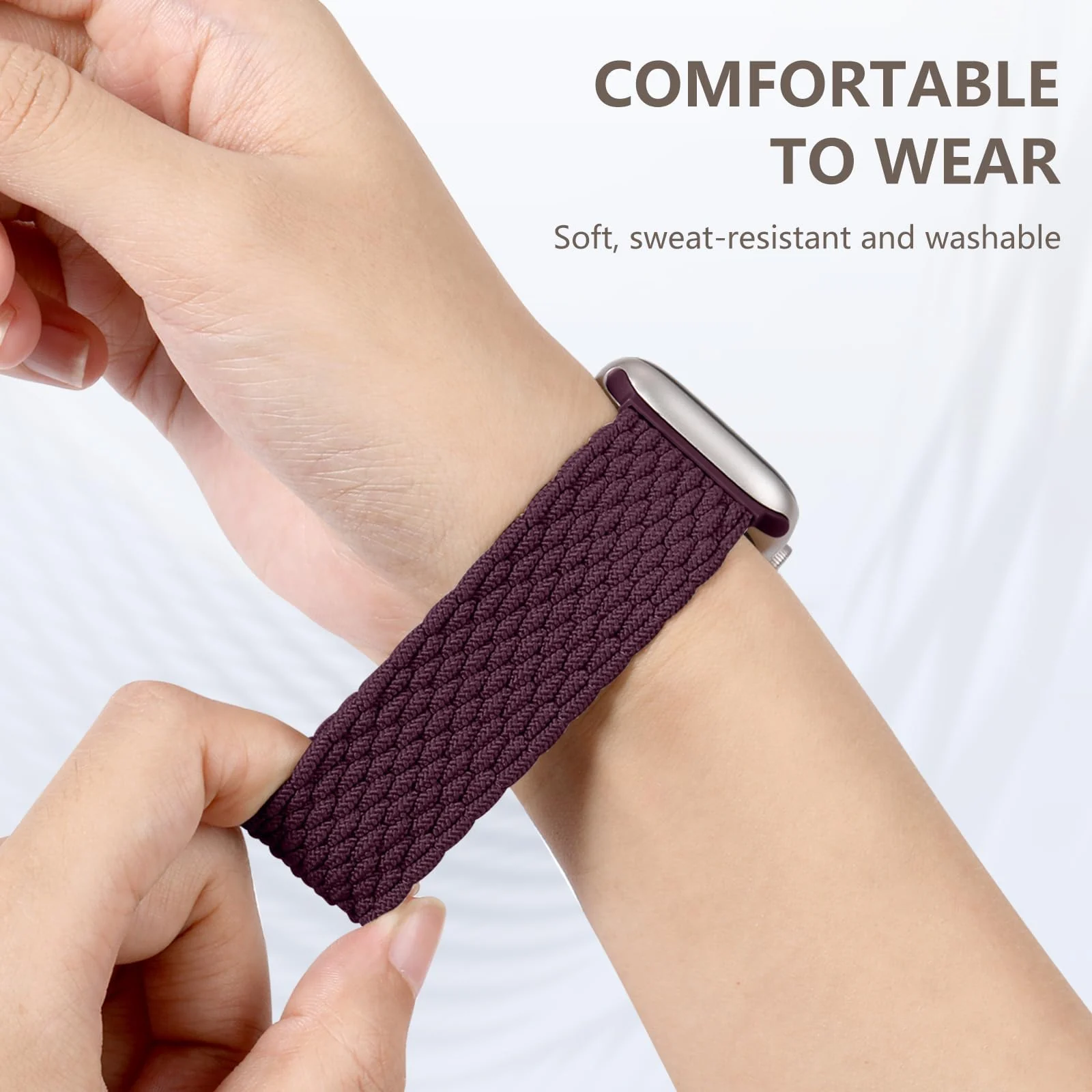 DL3 Mobilak Sport Solo Loop Compatible with Apple Watch Band 42mm 44mm 45mm 46mm 49mm for Women Men, Magnetic Strap Stretchy Braided Wristband for iWatch Series 11 10 9 8 7 6 5 4 3 Ultra 3 2 1 SE SE2 - Black