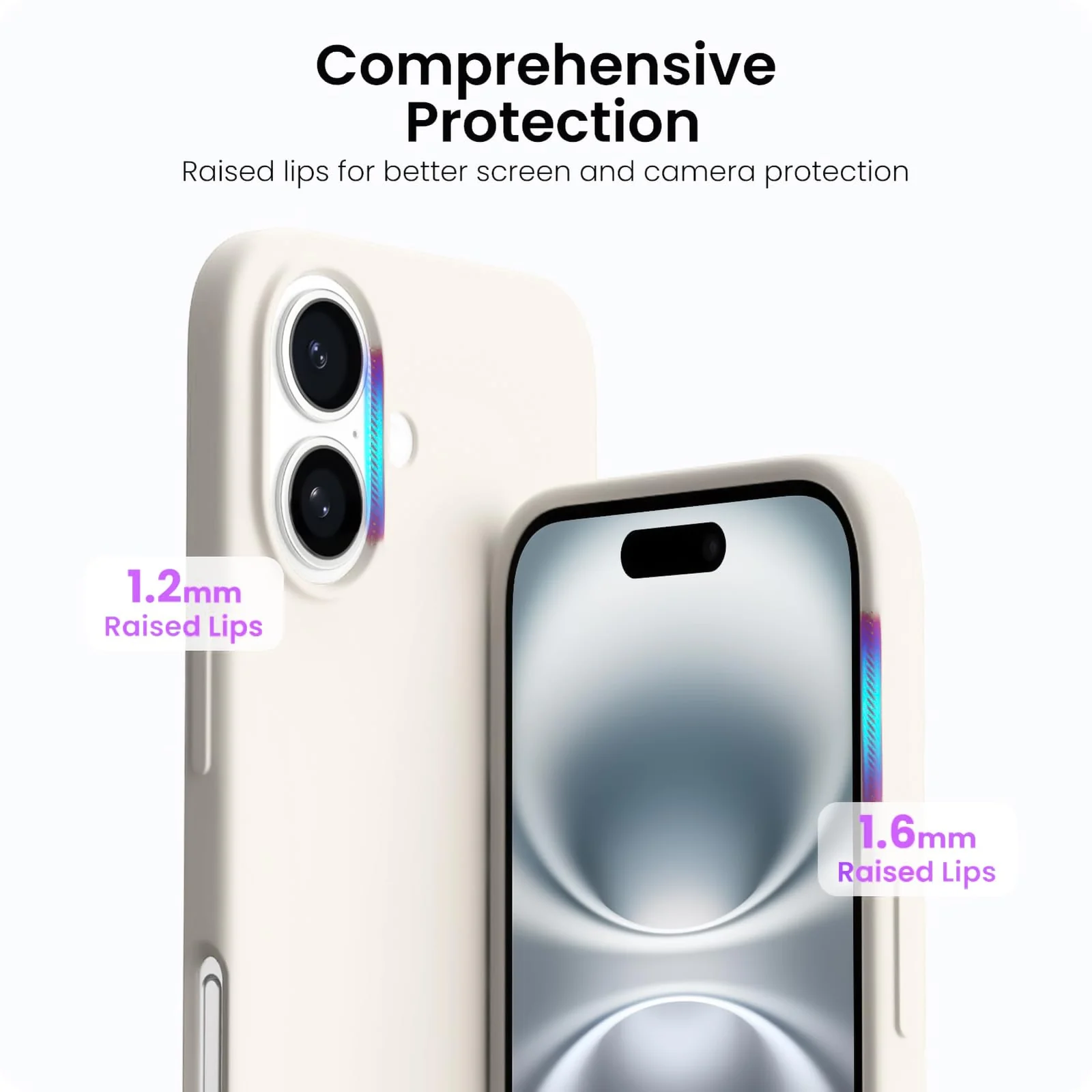 DL3 Mobilak Liquid Silicone Protective Case with Soft Microfiber Lining for iPhone 16 - Cream