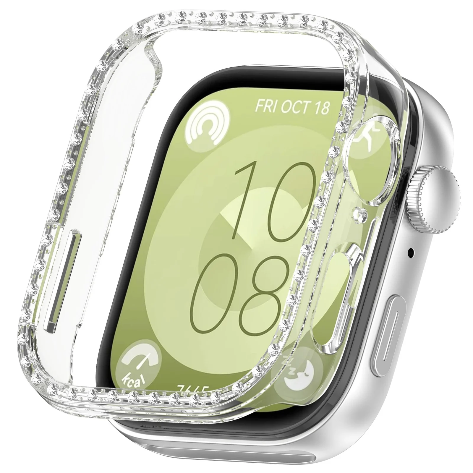 DL3 Mobilak Bling Case Without screen protector for Huawei Watch Fit 3, Hard PC Frame Case, Crystal Diamonds Bumper Cover for Women Girls, Slim Protective Cover for Huawei Watch Fit 3 - Clear