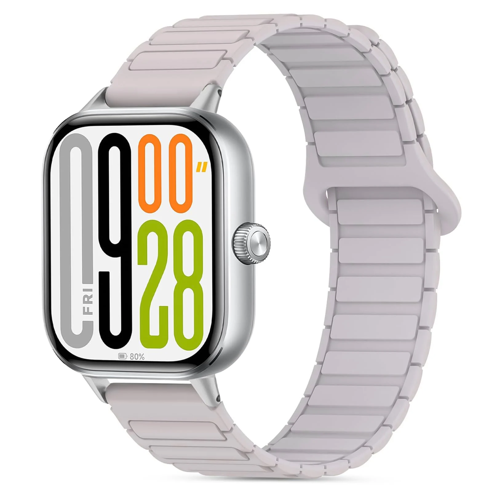 DL3 Mobilak Magnetic Strap for Redmi Watch 4/5/6/Xiaomi Smart Band 8 Pro/Band 9 Pro Replacement Straps Strong Silicone, Easy to Wear, Waterproof, Sporty, Daily Wear Watchbands for Men and Women - Stone