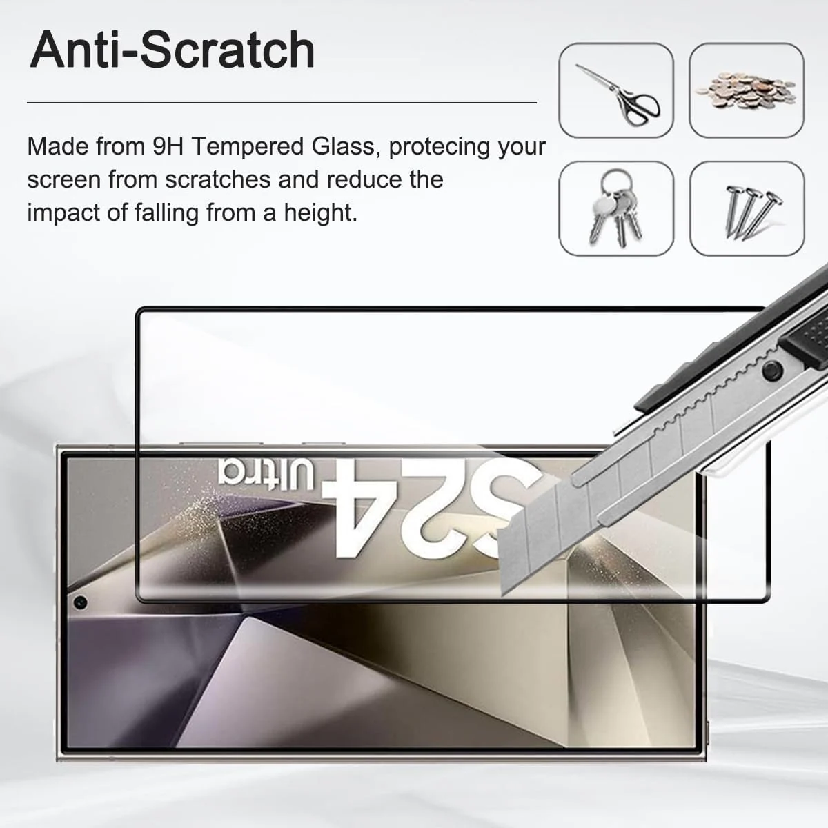DL3 Mobilak Screen Protector for Samsung Galaxy S24 Ultra, Tempered Glass Screen Saver Premium HD Protective, Scratch Resistant, NO-Bubble, 9H Hardness, Full Coverage Film - Clear