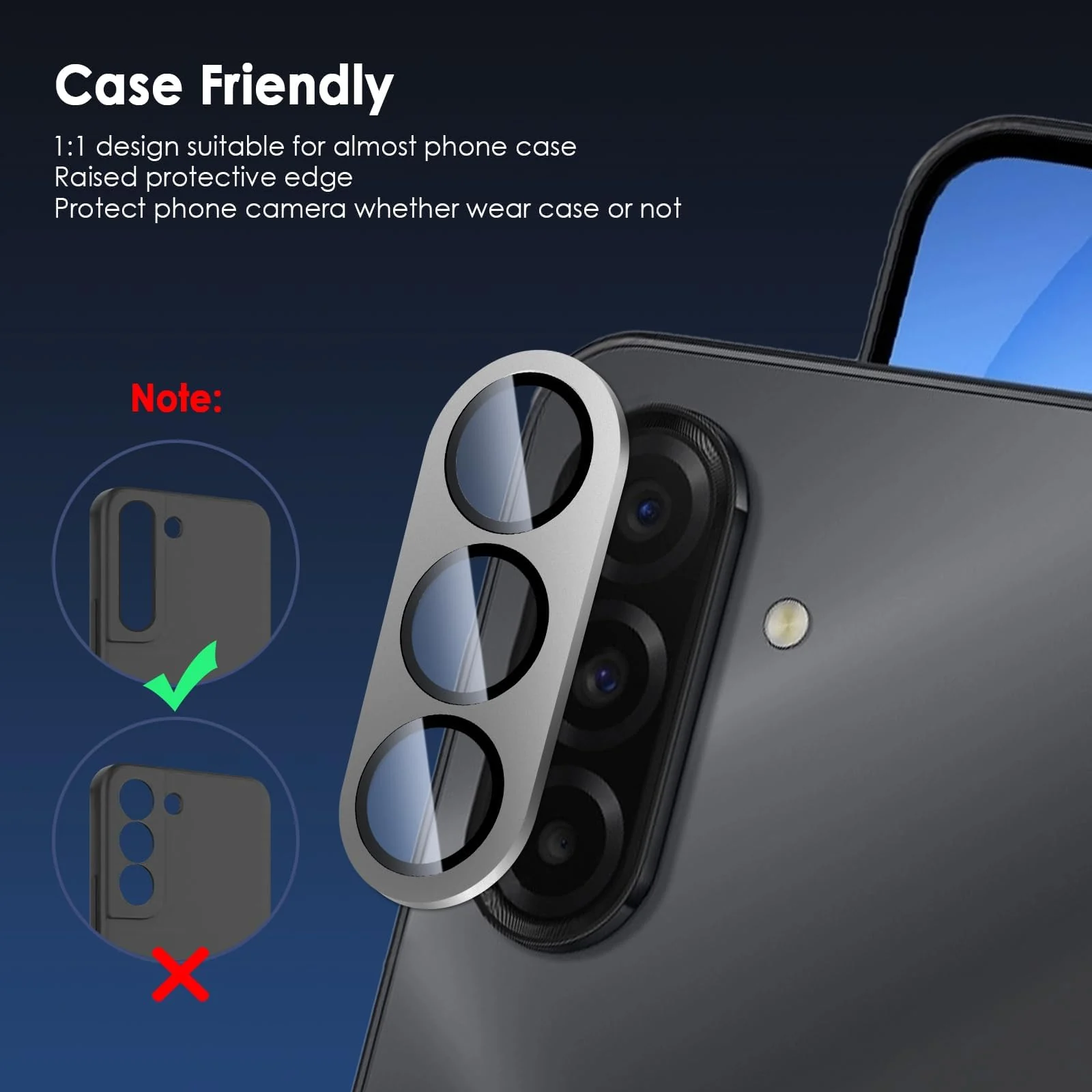DL3 Mobilak Camera Lens Protector for Samsung Galaxy A17 5G/4G Accessories, 9H Tempered Glass Metal Individual Ring Camera Cover Screen Protector, Case Friendly, Anti Scratch - Silver