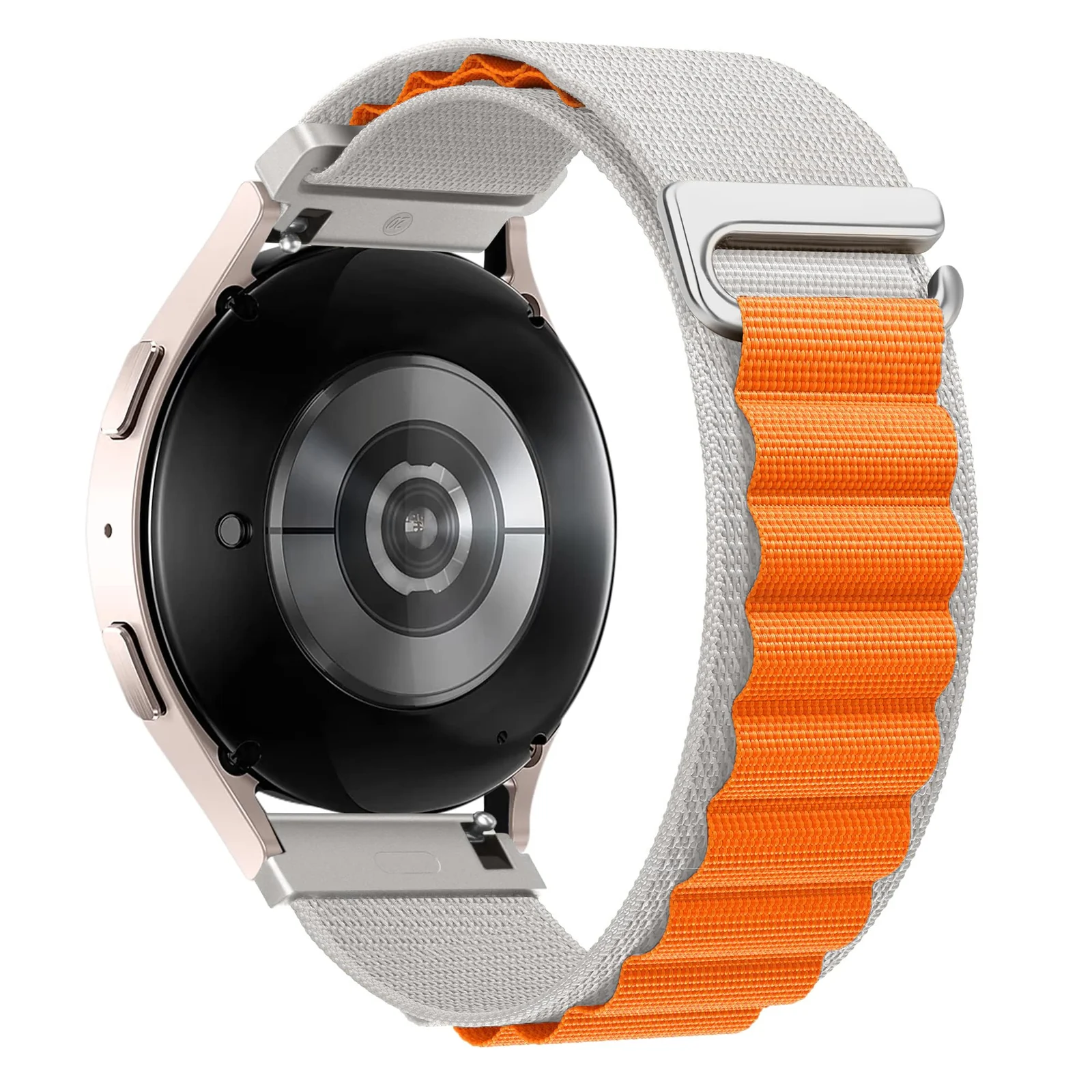 DL3 Mobilak Alpine Loop Band Sport Nylon 22MM For Samsung Galaxy Watch 3 45mm/Watch 46mm/Gear S3/Huawei watch GT4 46MM/GT3 46MM/Watch 3&4/Watch 3&4 Pro/GT2E/GT2 Pro/GT2 46MM/Amazfit GTR 2/2e/3/3 Pro/4 - White Orange