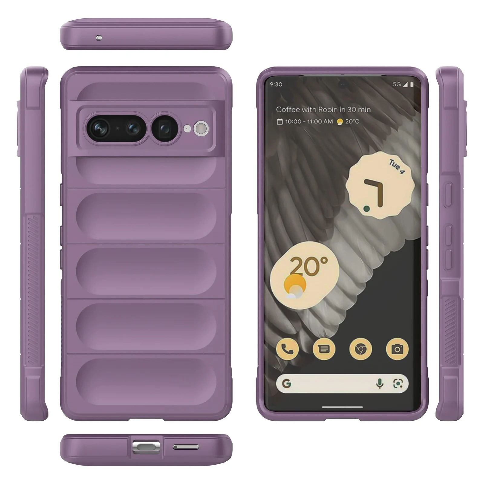 DL3 Mobilak Soft Silicone Protective Case for Google Pixel 7 Pro with Camera Protection and Shockproof Design - Purple