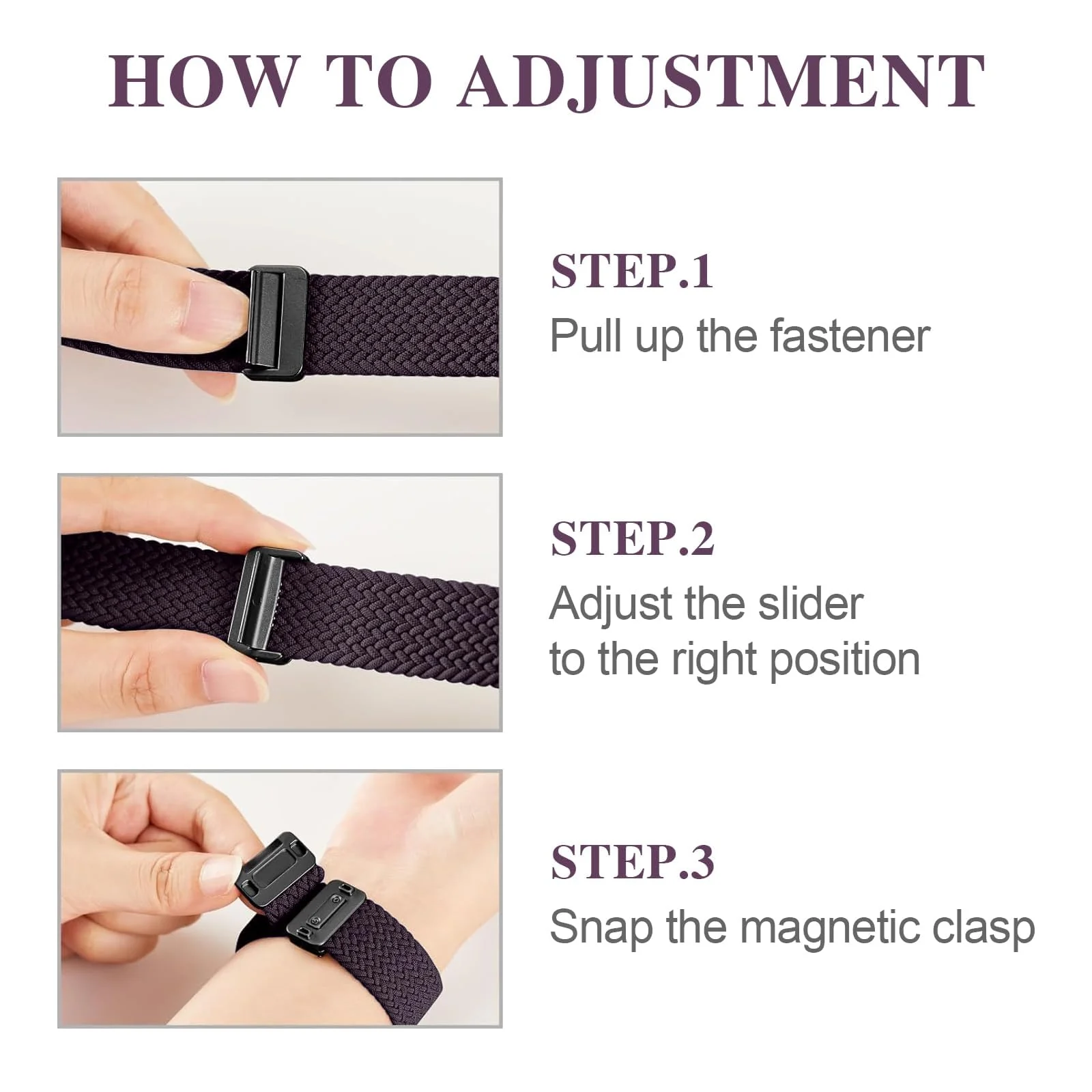 DL3 Mobilak Sport Solo Loop Compatible with Apple Watch Band 42mm 44mm 45mm 46mm 49mm for Women Men, Magnetic Strap Stretchy Braided Wristband for iWatch Series 11 10 9 8 7 6 5 4 3 Ultra 3 2 1 SE SE2 - Dark Purple
