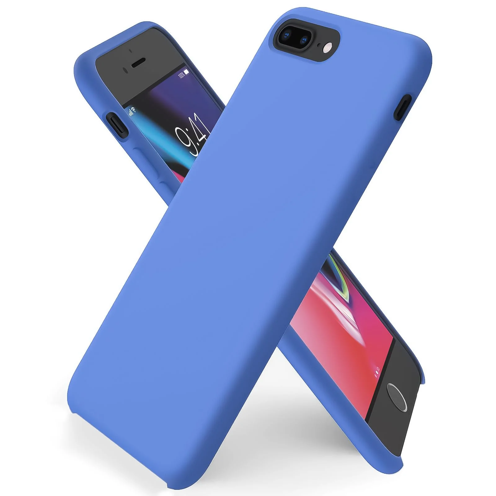 DL3 Mobilak Liquid Silicone Protective Case for iPhone 7 Plus / iPhone 8 Plus with Camera Protection and Microfiber Lining - Light Blue